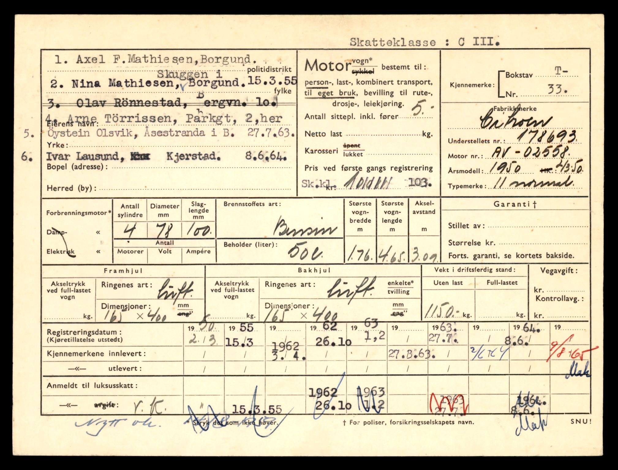 Møre og Romsdal vegkontor - Ålesund trafikkstasjon, AV/SAT-A-4099/F/Fe/L0001: Registreringskort for kjøretøy T 3 - T 127, 1927-1998, s. 703