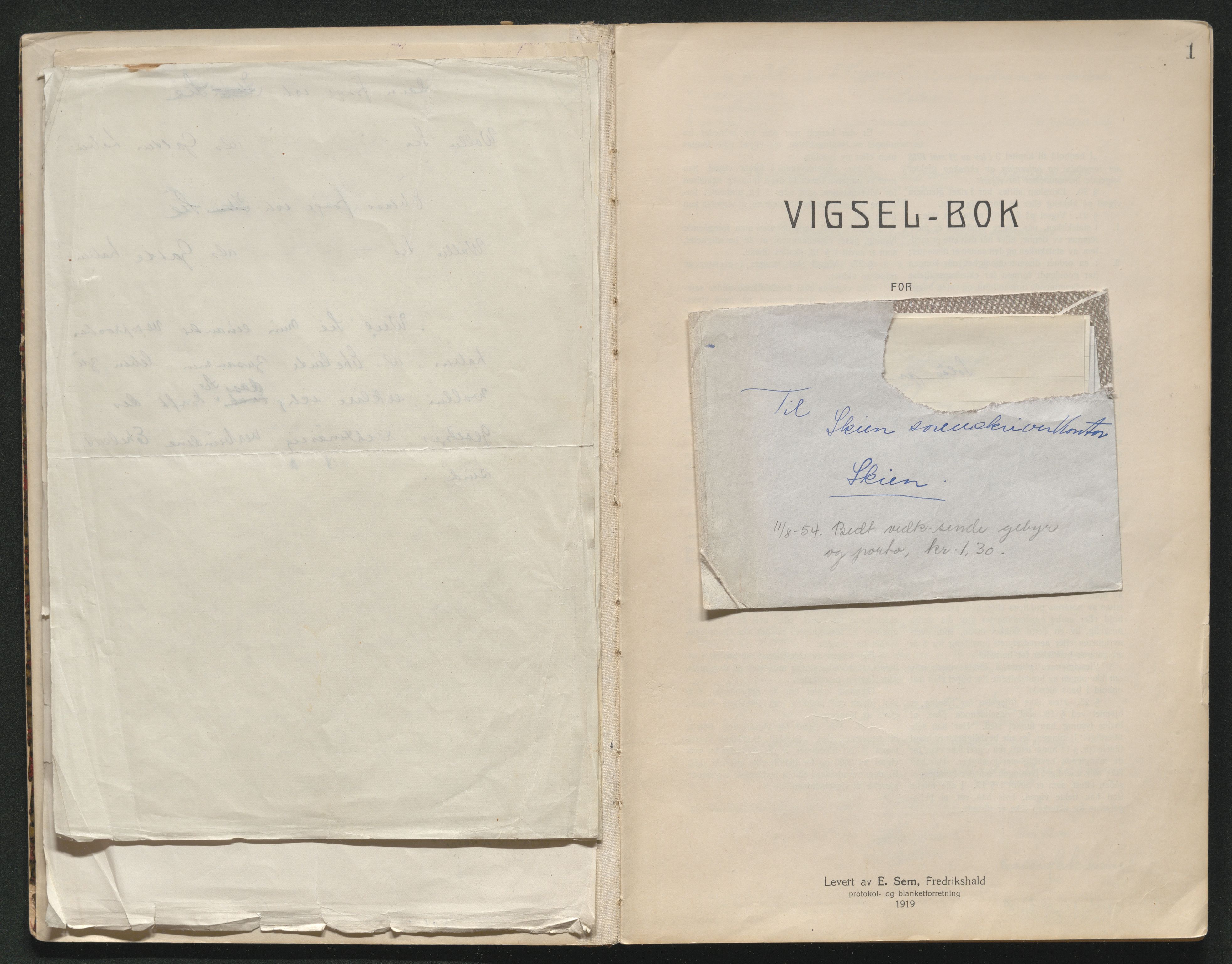 Skien sorenskriveri, AV/SAKO-A-225/L/La/L0001: Vigselsprotokoll, 1920-1947