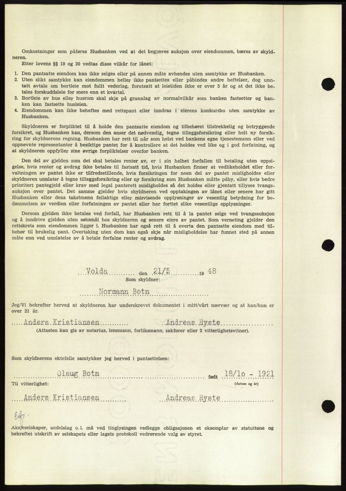 Søre Sunnmøre sorenskriveri, AV/SAT-A-4122/1/2/2C/L0115: Pantebok nr. 3B, 1947-1948, Dagboknr: 650/1948