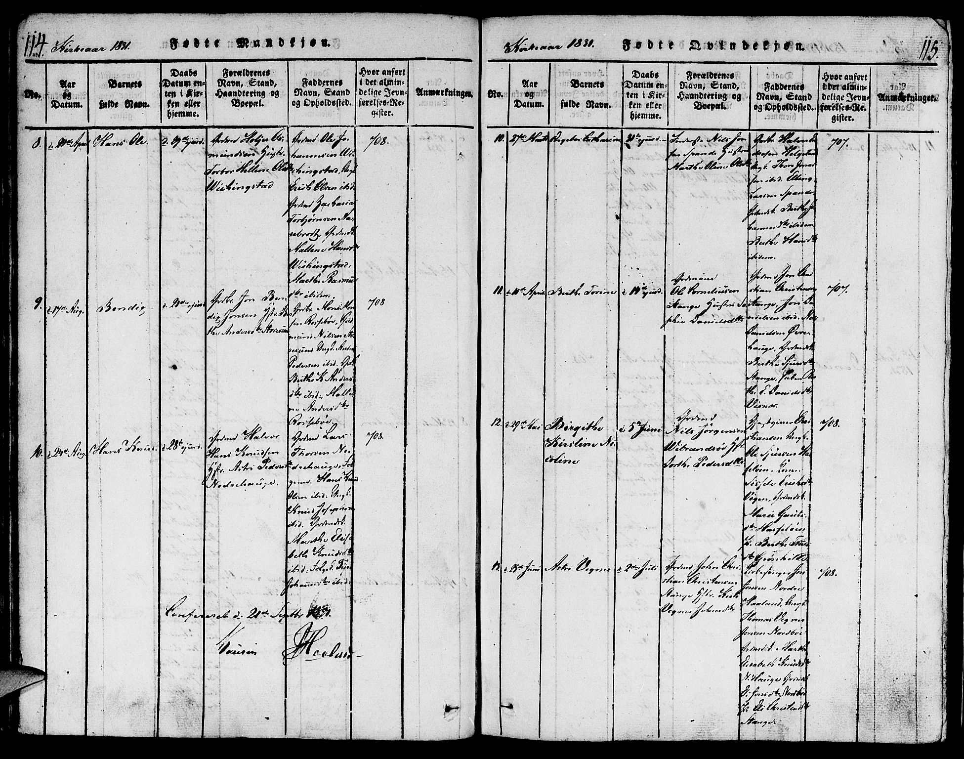 Torvastad sokneprestkontor, AV/SAST-A -101857/H/Ha/Haa/L0004: Ministerialbok nr. A 3 /1, 1817-1836, s. 114-115