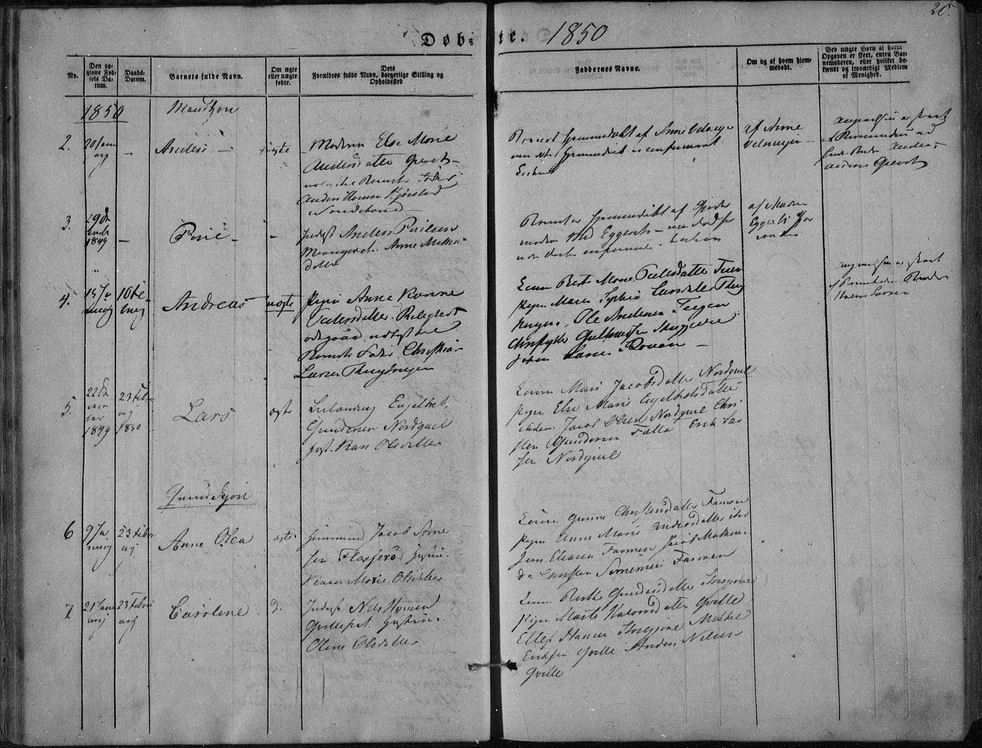 Hedrum kirkebøker, AV/SAKO-A-344/F/Fa/L0006: Ministerialbok nr. I 6, 1849-1857, s. 20