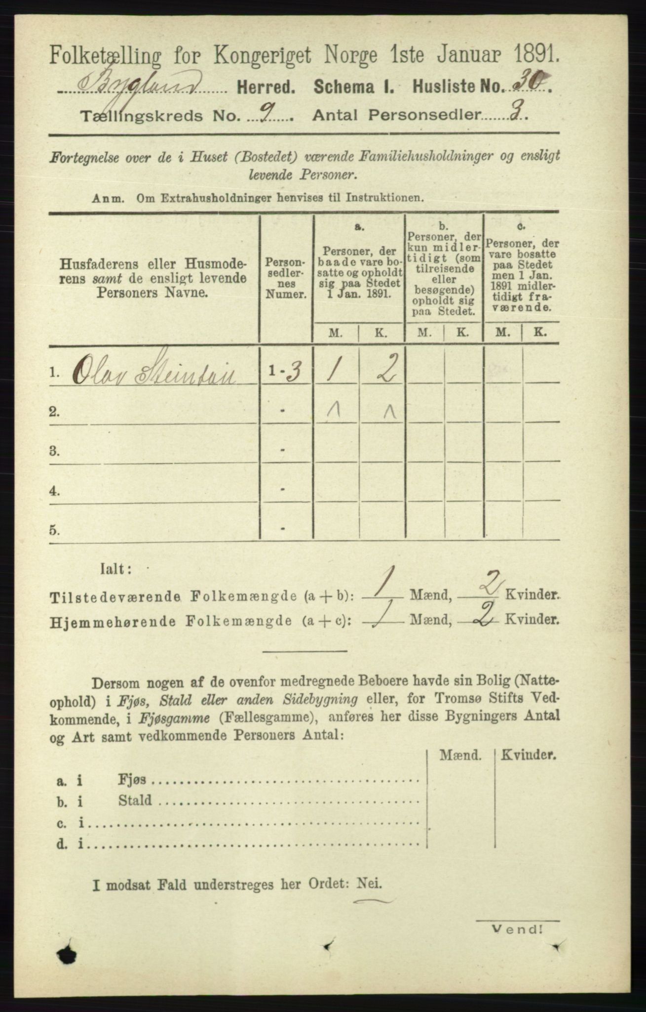 RA, Folketelling 1891 for 0938 Bygland herred, 1891, s. 2221