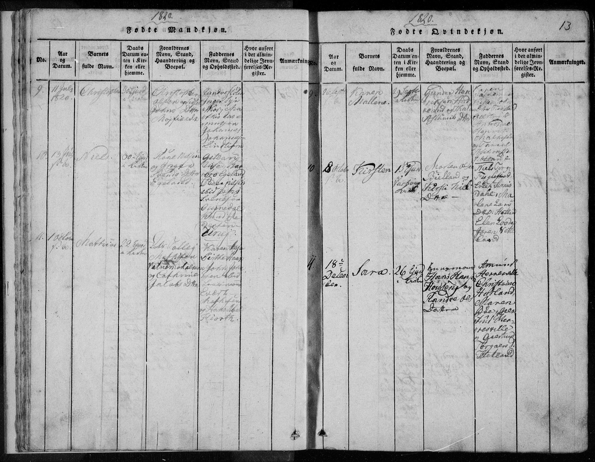 Eigersund sokneprestkontor, SAST/A-101807/S08/L0008: Ministerialbok nr. A 8, 1816-1847, s. 13
