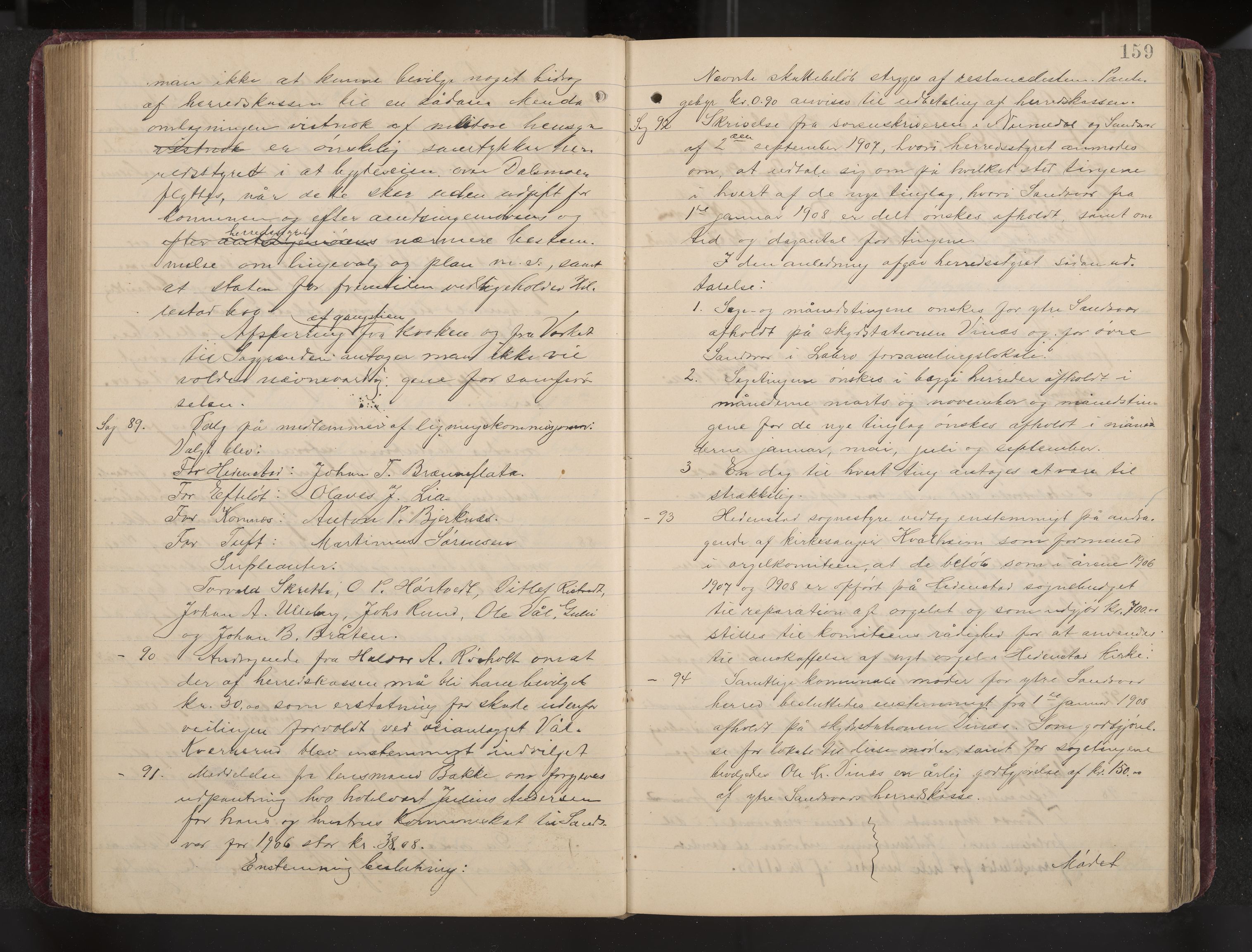 Ytre Sandsvær formannskap og sentraladministrasjon, IKAK/0629021/A/Aa/L0001: Møtebok med register, 1902-1919, s. 159