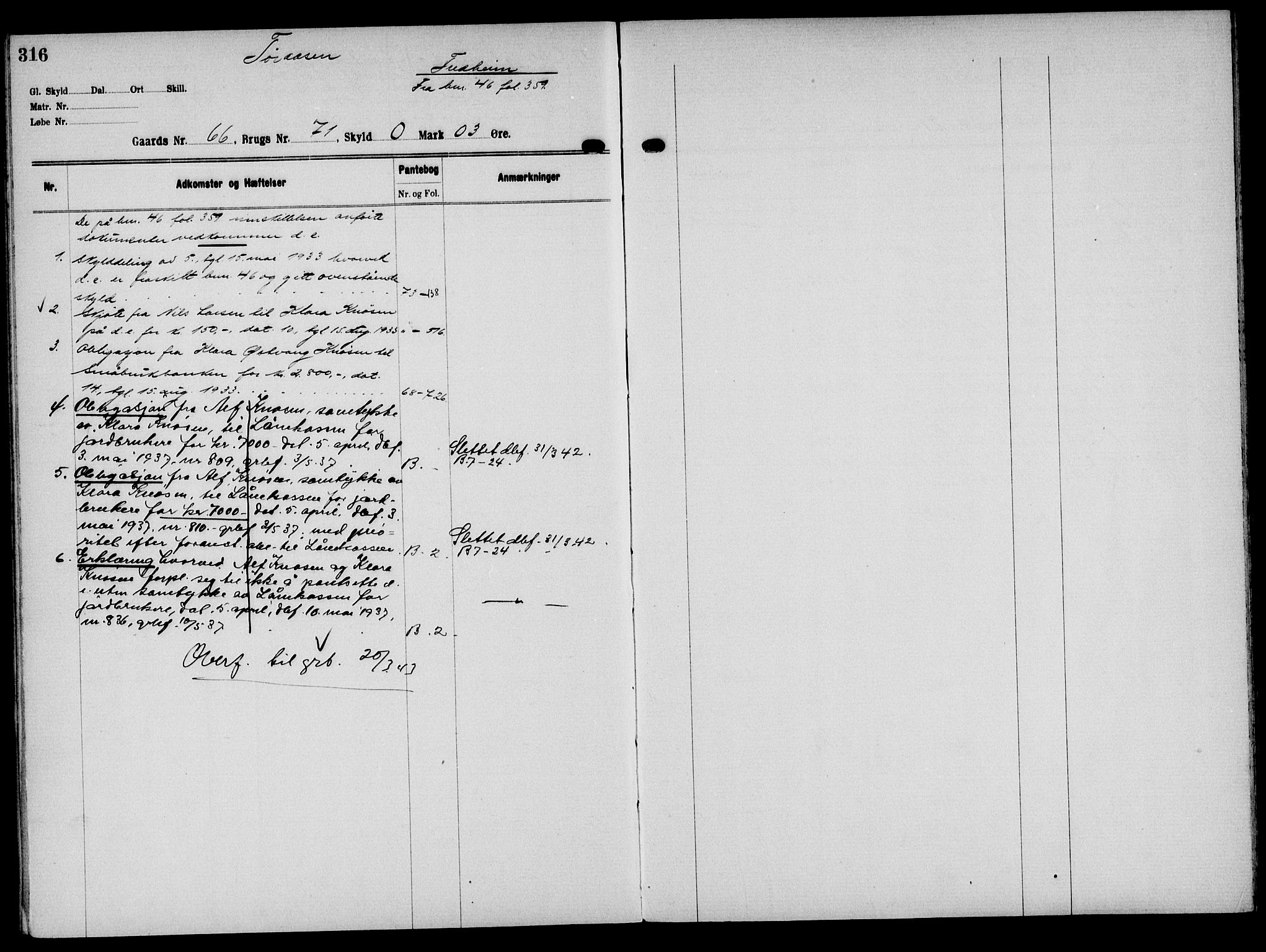 Solør tingrett, AV/SAH-TING-008/H/Ha/Hak/L0005: Panteregister nr. V, 1900-1935, s. 316