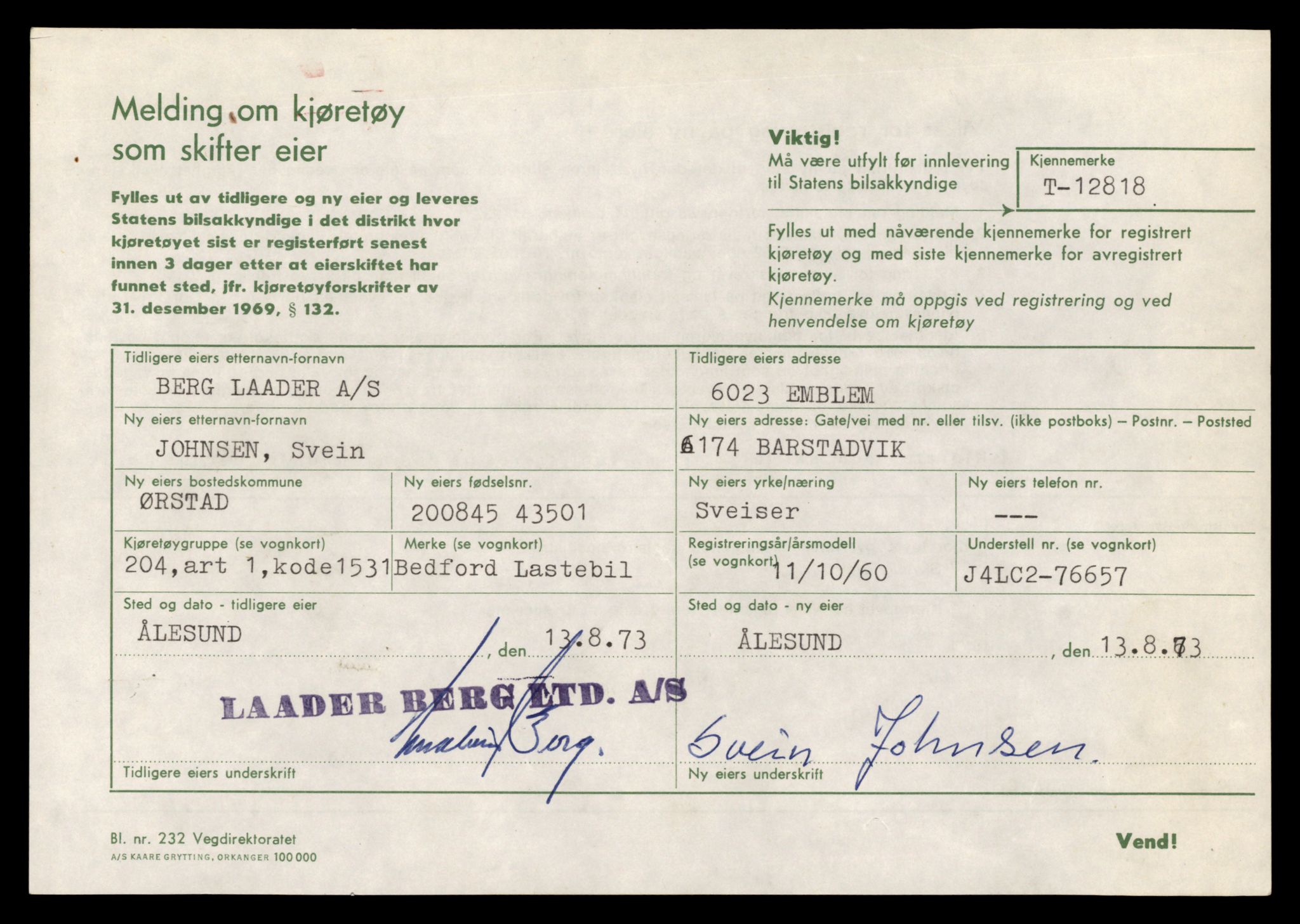 Møre og Romsdal vegkontor - Ålesund trafikkstasjon, AV/SAT-A-4099/F/Fe/L0035: Registreringskort for kjøretøy T 12653 - T 12829, 1927-1998, s. 3202