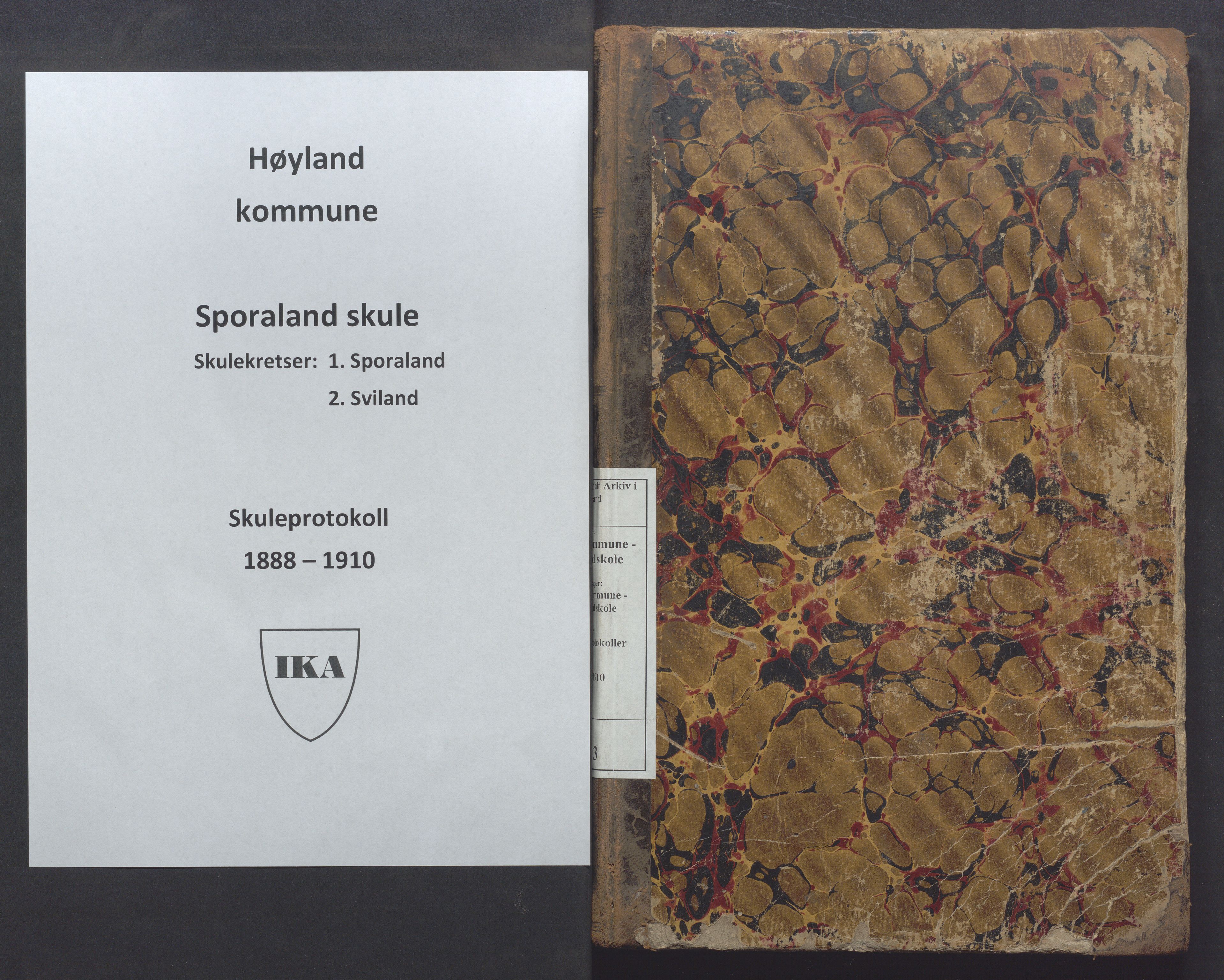 Høyland kommune - Sporaland skole, IKAR/K-100085/E/L0003: Skoleprotokoll, 1888-1910