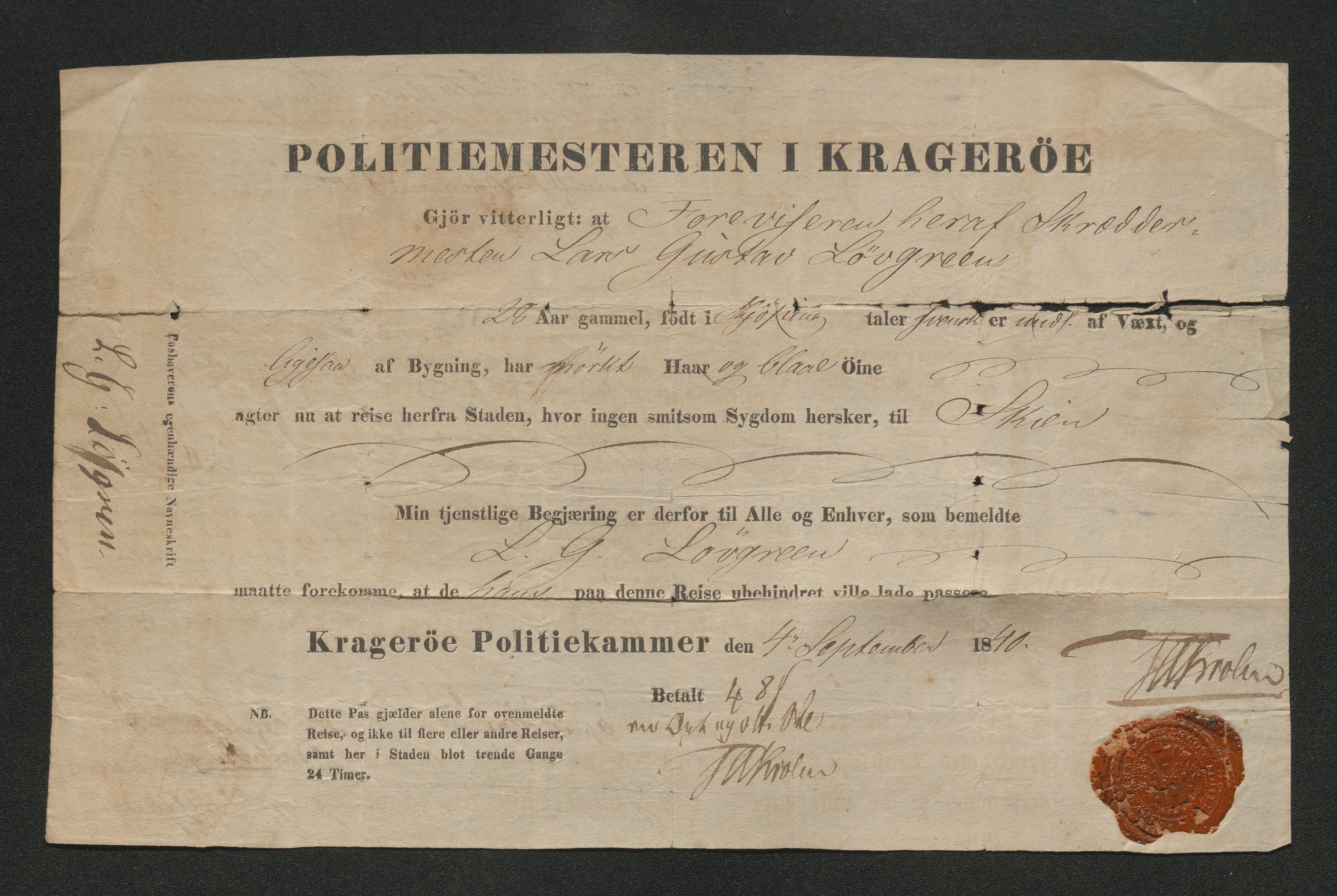 Drammen politikammer, SAKO/A-623/I/Ia/Iab/L0006: Innleverte pass, 1841-1842, s. 229