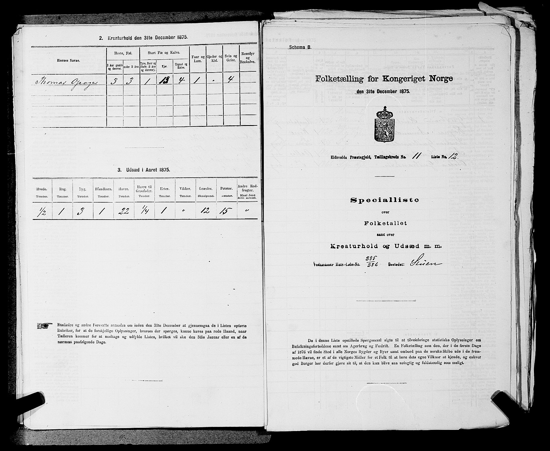 RA, Folketelling 1875 for 0237P Eidsvoll prestegjeld, 1875, s. 1812