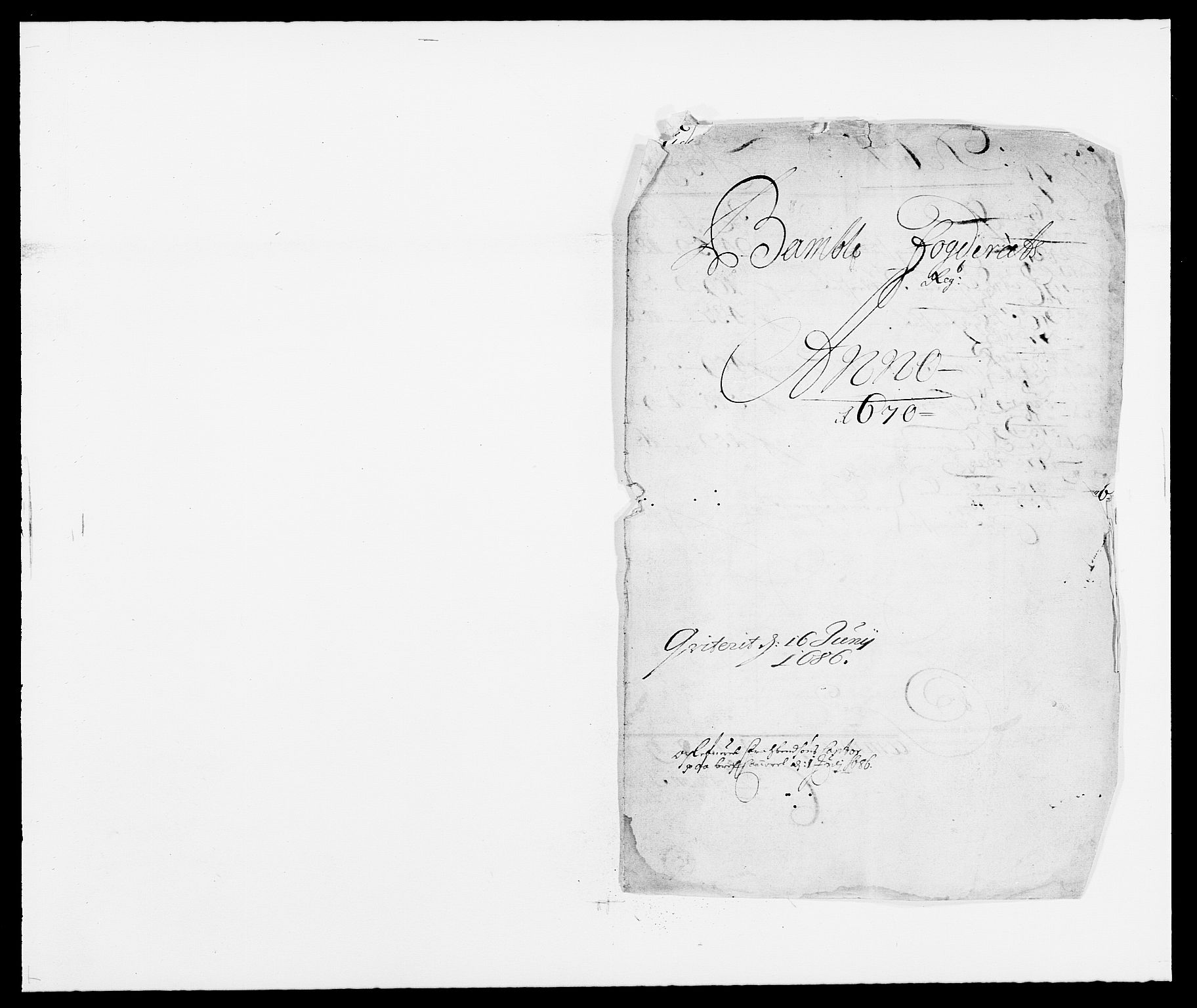 Rentekammeret inntil 1814, Reviderte regnskaper, Fogderegnskap, AV/RA-EA-4092/R34/L2041: Fogderegnskap Bamble, 1670-1672, s. 1