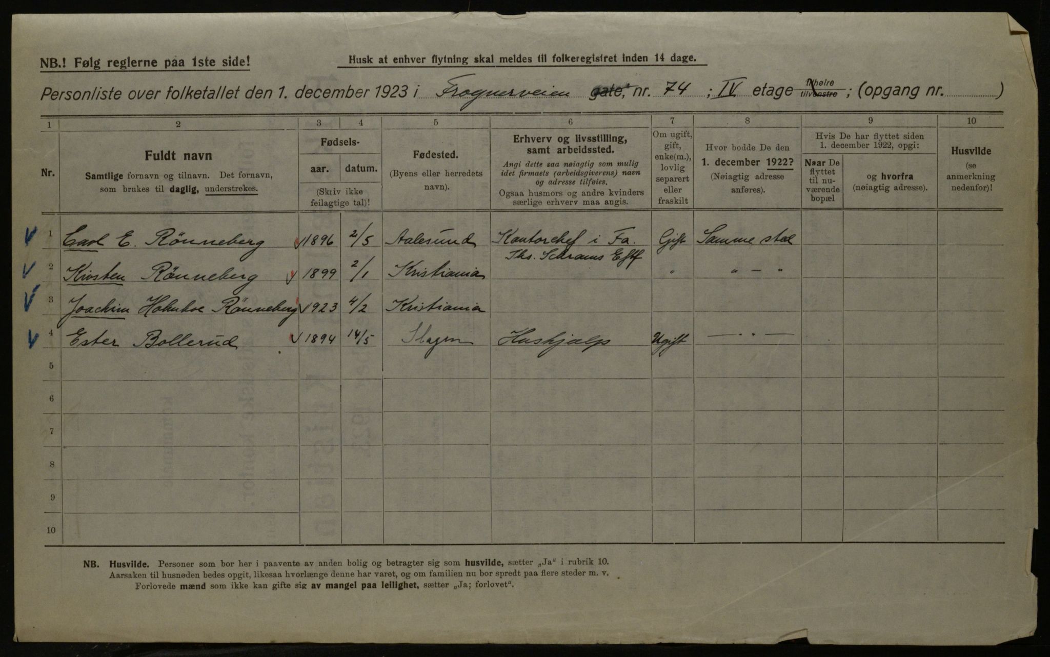 OBA, Kommunal folketelling 1.12.1923 for Kristiania, 1923, s. 31453