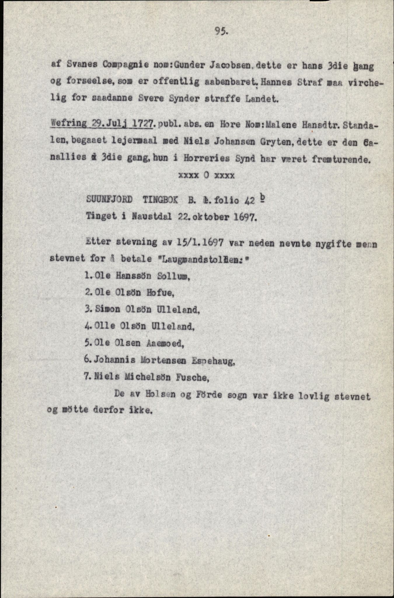 Samling av fulltekstavskrifter, SAB/FULLTEKST/B/14/0006: Førde sokneprestembete, ministerialbok nr. A 1, 1720-1727, s. 97