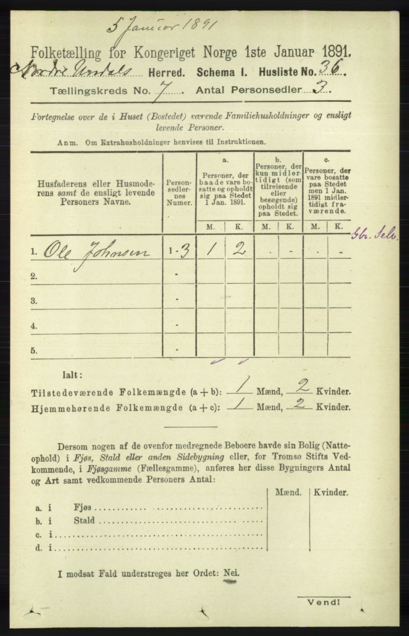 RA, Folketelling 1891 for 1028 Nord-Audnedal herred, 1891, s. 1768