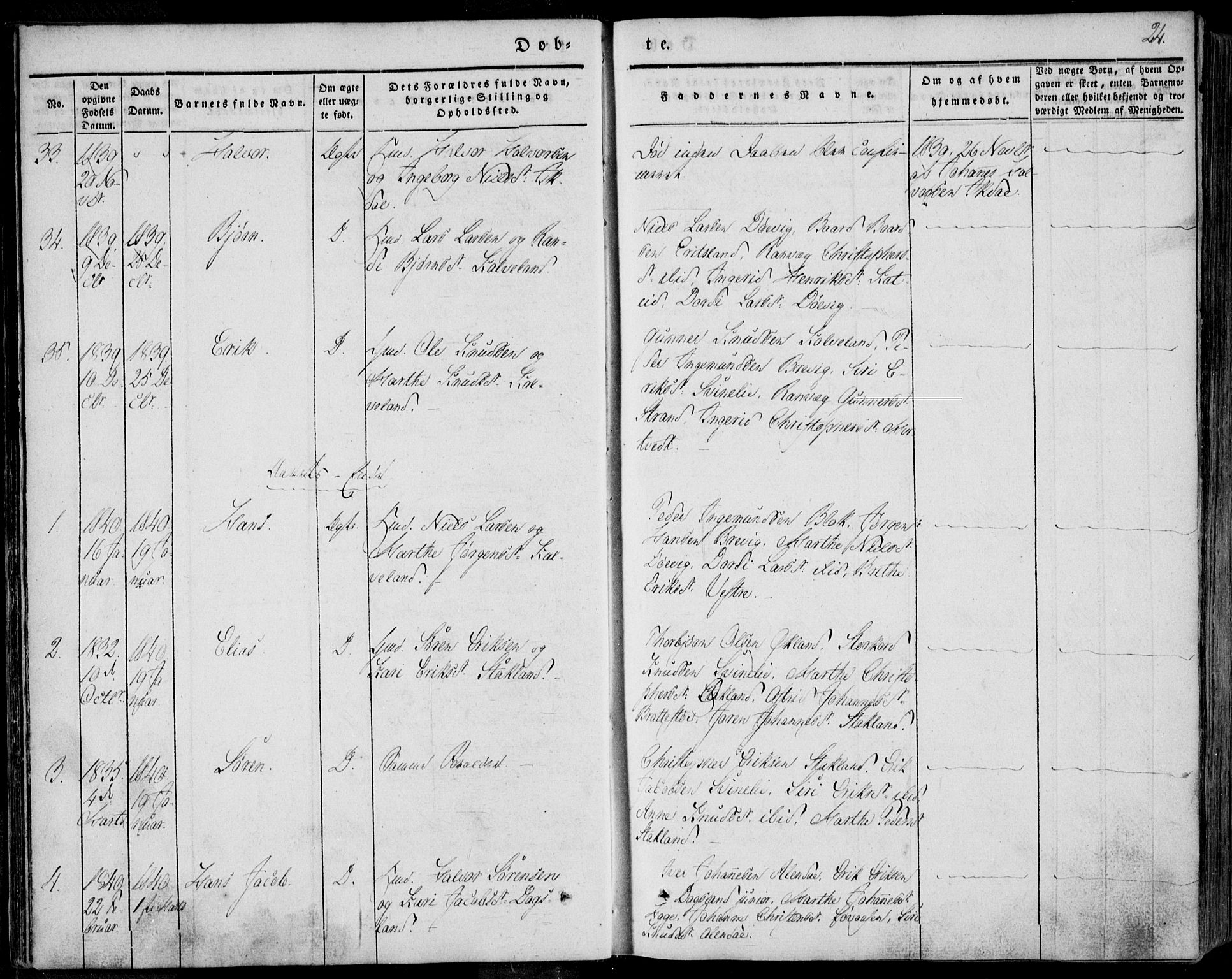 Skjold sokneprestkontor, AV/SAST-A-101847/H/Ha/Haa/L0006: Ministerialbok nr. A 6.1, 1835-1858, s. 24