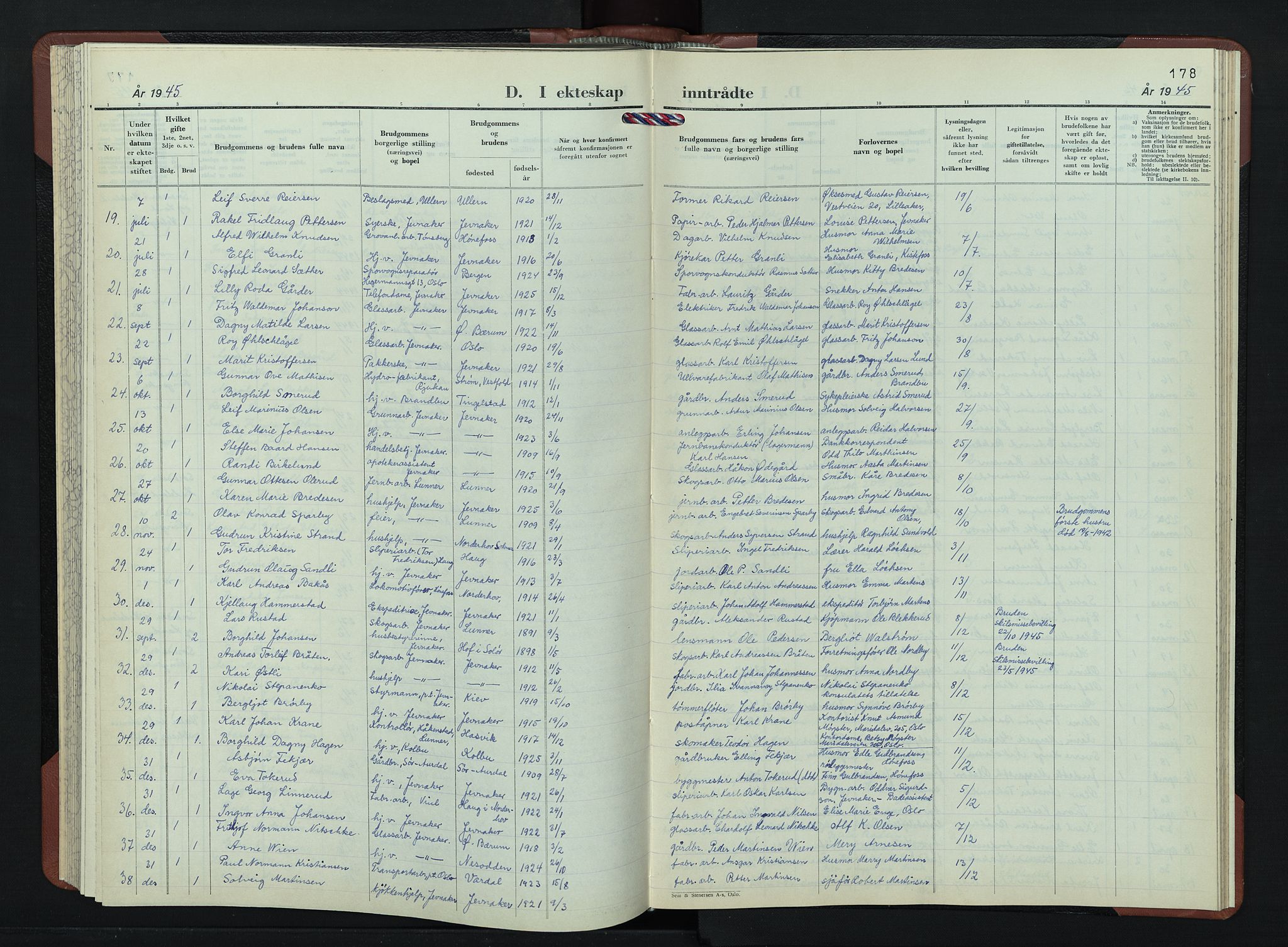 Jevnaker prestekontor, AV/SAH-PREST-116/H/Ha/Hab/L0007: Klokkerbok nr. 7, 1943-1953, s. 178