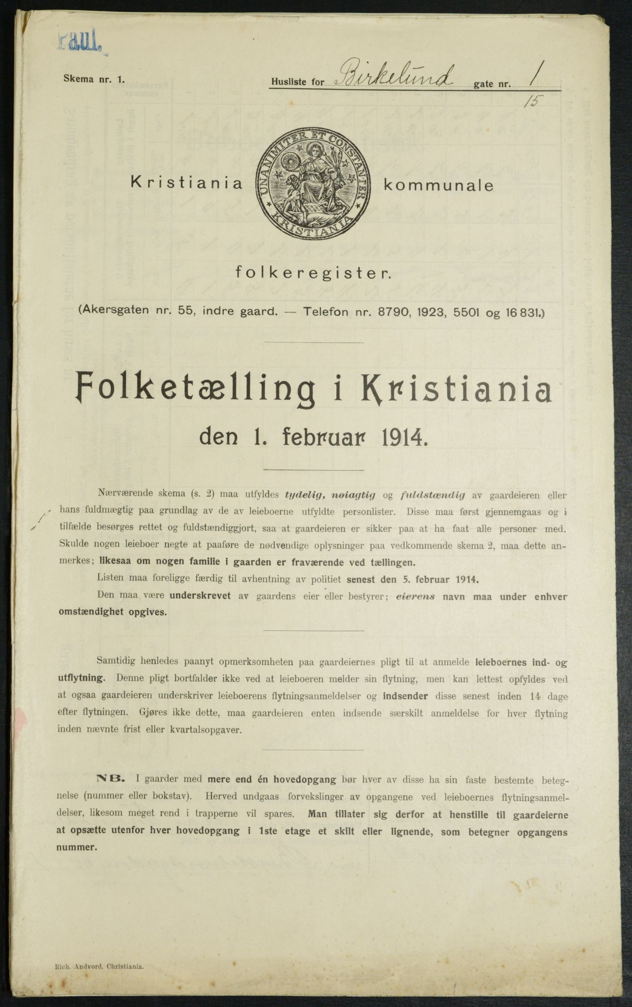 OBA, Kommunal folketelling 1.2.1914 for Kristiania, 1914, s. 5014