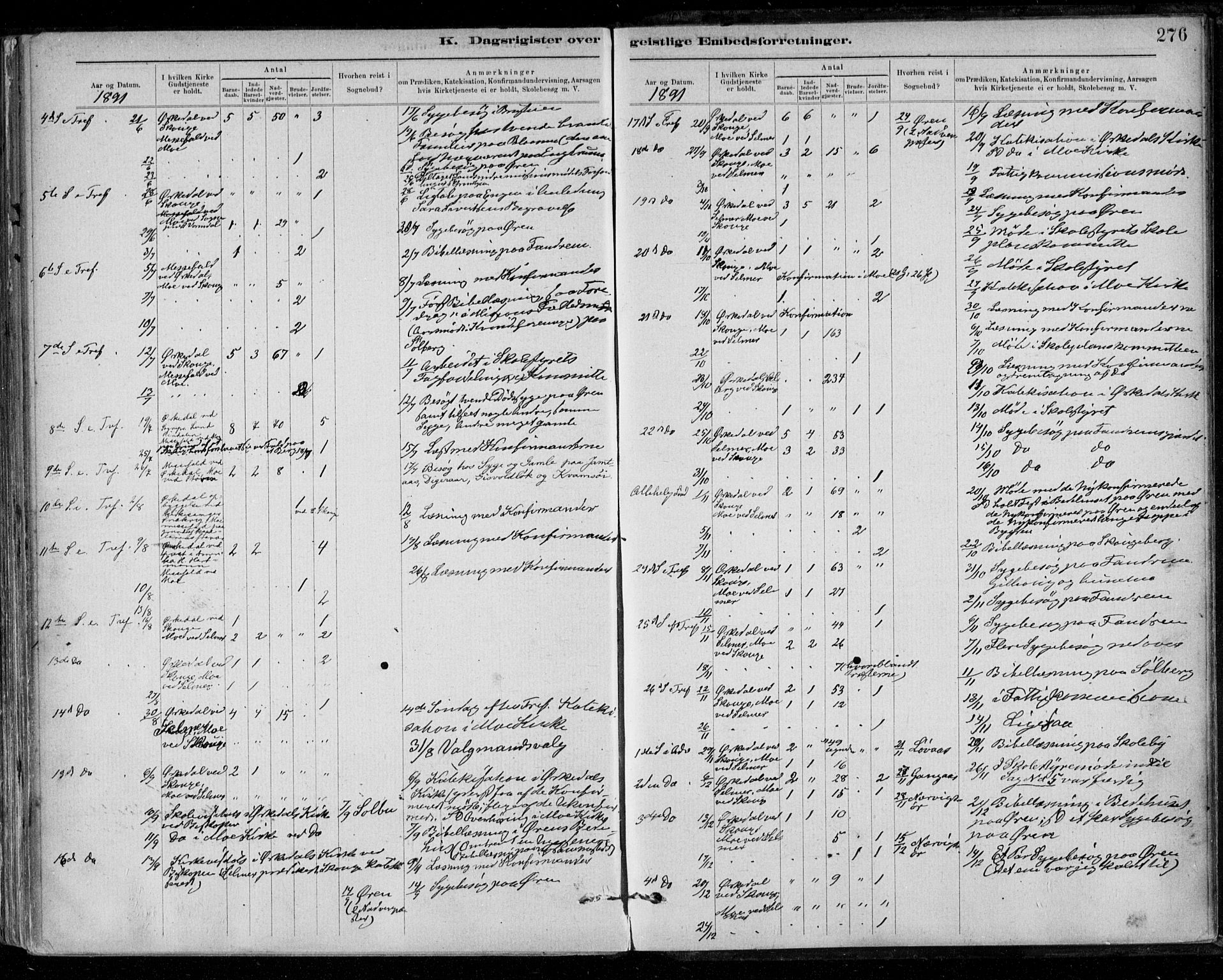 Ministerialprotokoller, klokkerbøker og fødselsregistre - Sør-Trøndelag, SAT/A-1456/668/L0810: Ministerialbok nr. 668A10, 1881-1894, s. 276