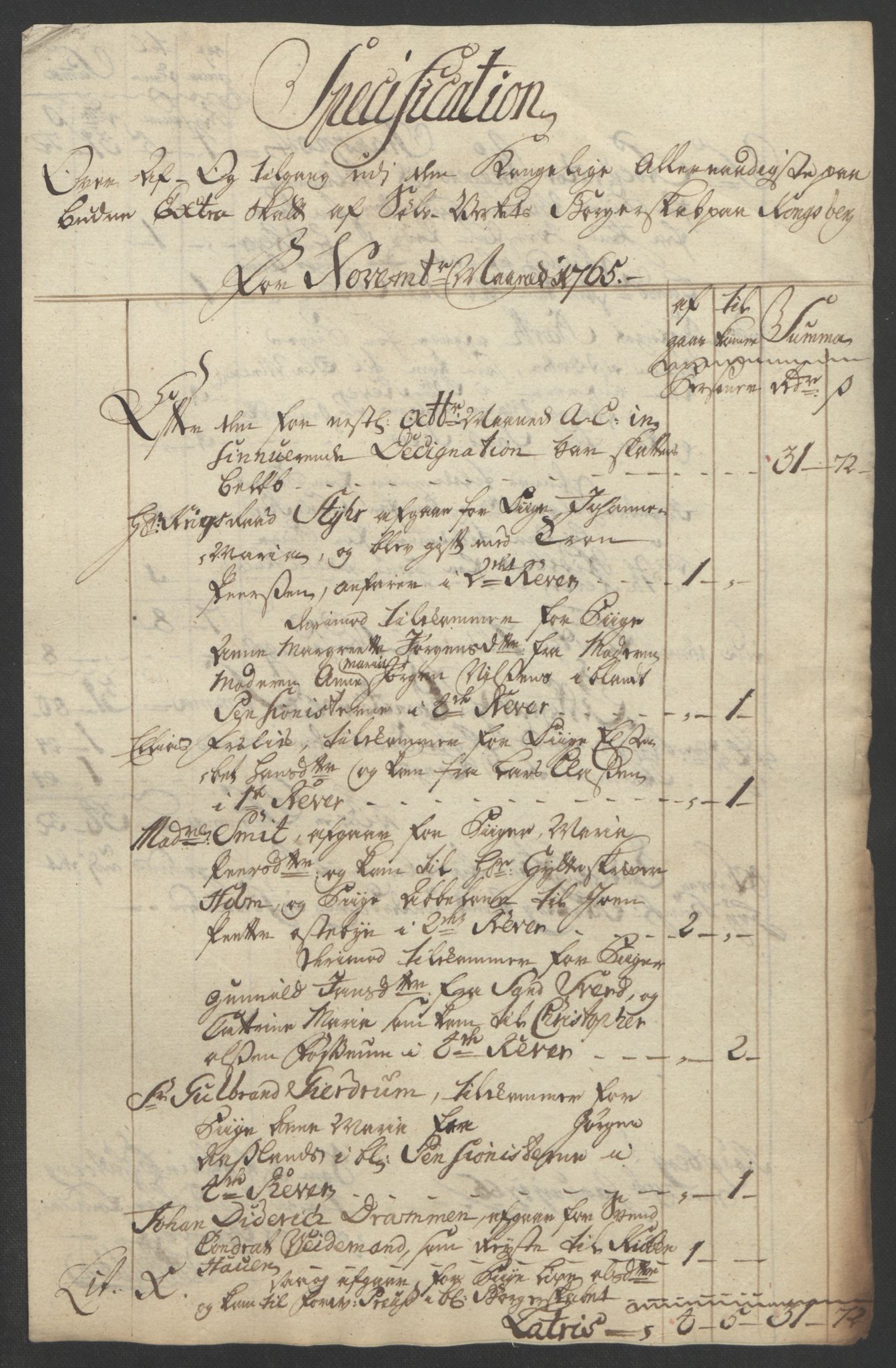 Rentekammeret inntil 1814, Reviderte regnskaper, Bergverksregnskaper, AV/RA-EA-3222/R/Rc/Rca/L0843: Ekstraskatt, 1762-1765, s. 1095