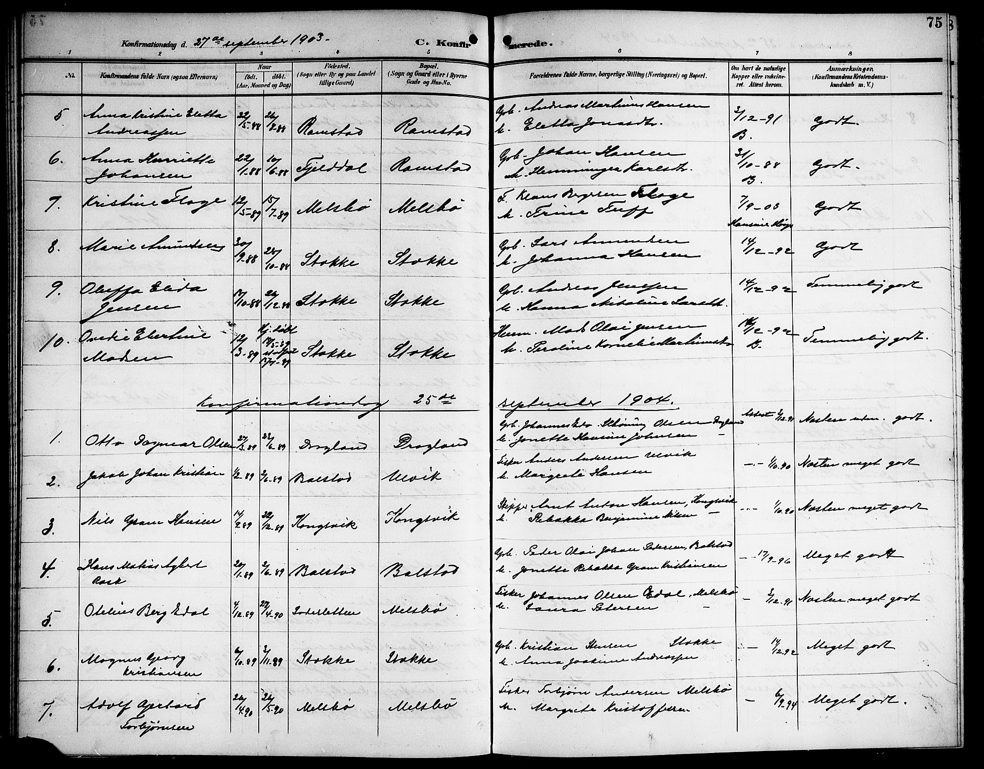 Ministerialprotokoller, klokkerbøker og fødselsregistre - Nordland, AV/SAT-A-1459/865/L0932: Klokkerbok nr. 865C04, 1901-1917, s. 75