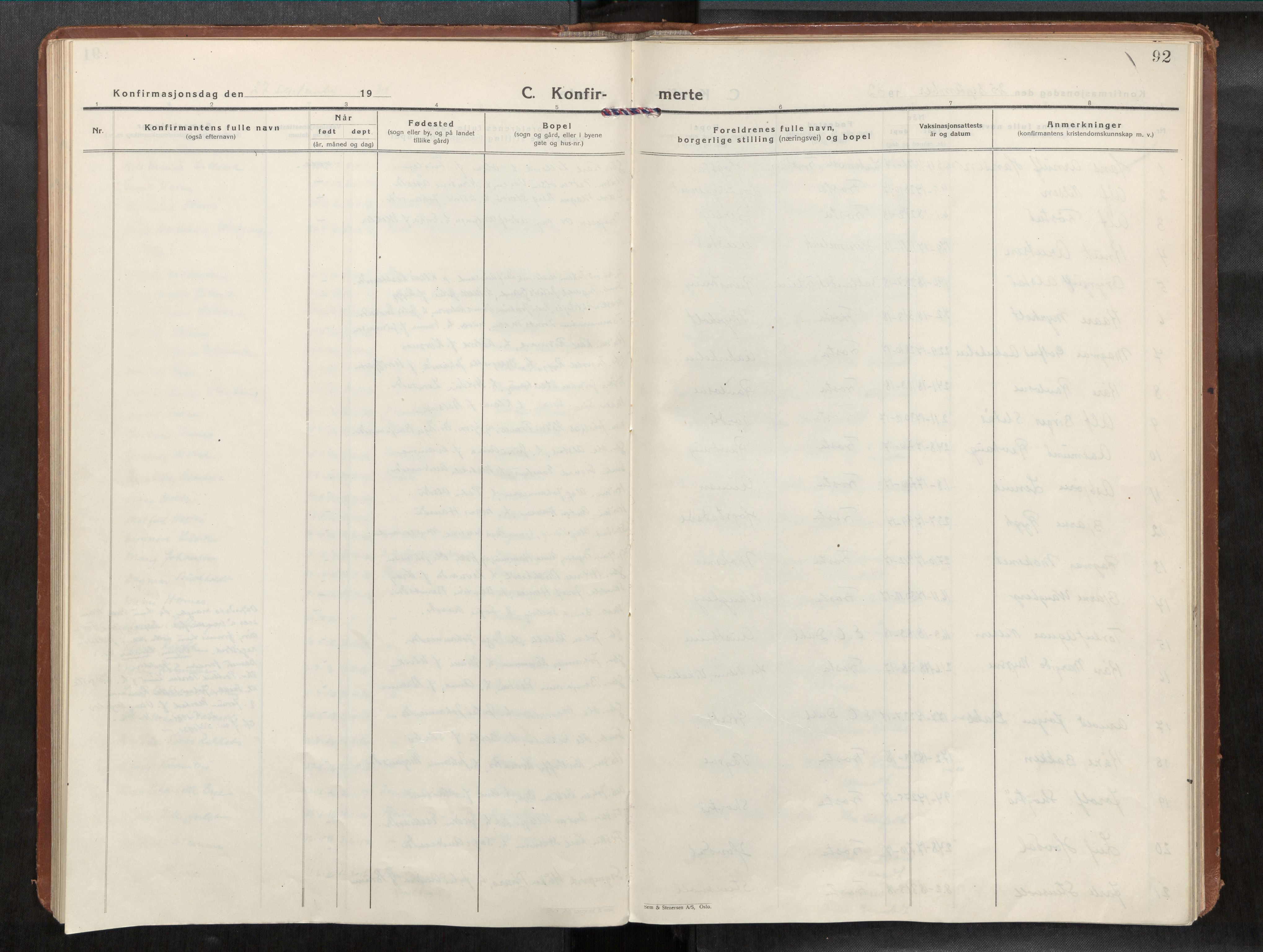 Frosta sokneprestkontor, SAT/A-4380/2/H/Haa/L0001: Ministerialbok nr. 1, 1926-1934, s. 92