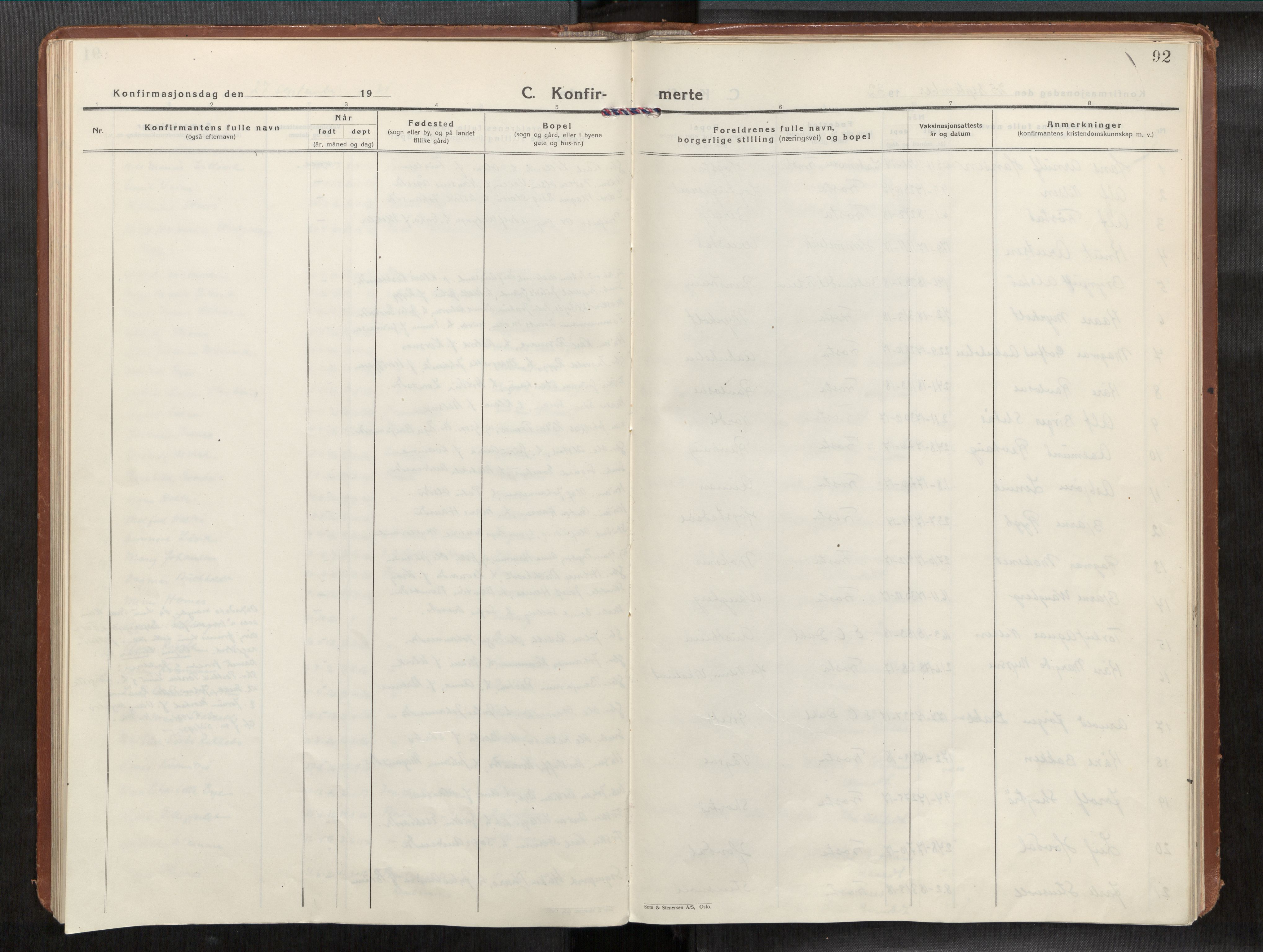 Frosta sokneprestkontor, AV/SAT-A-4380/2/H/Haa/L0001: Ministerialbok nr. 1, 1926-1934, s. 92