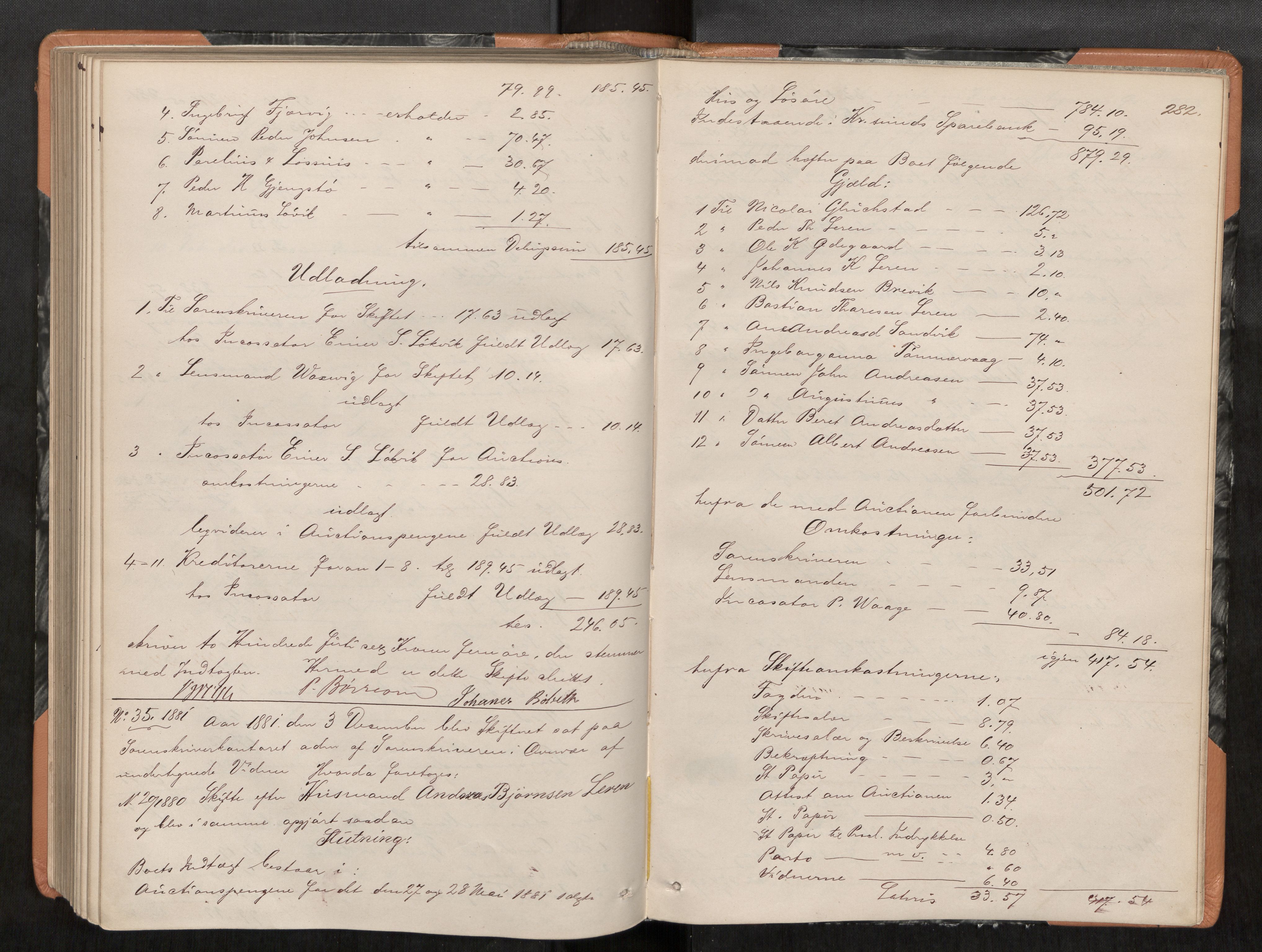 Nordmøre sorenskriveri, AV/SAT-A-4132/1/3/3A/L0038: Utlodningsprotokoll nr. 07, 1877-1881, s. 282