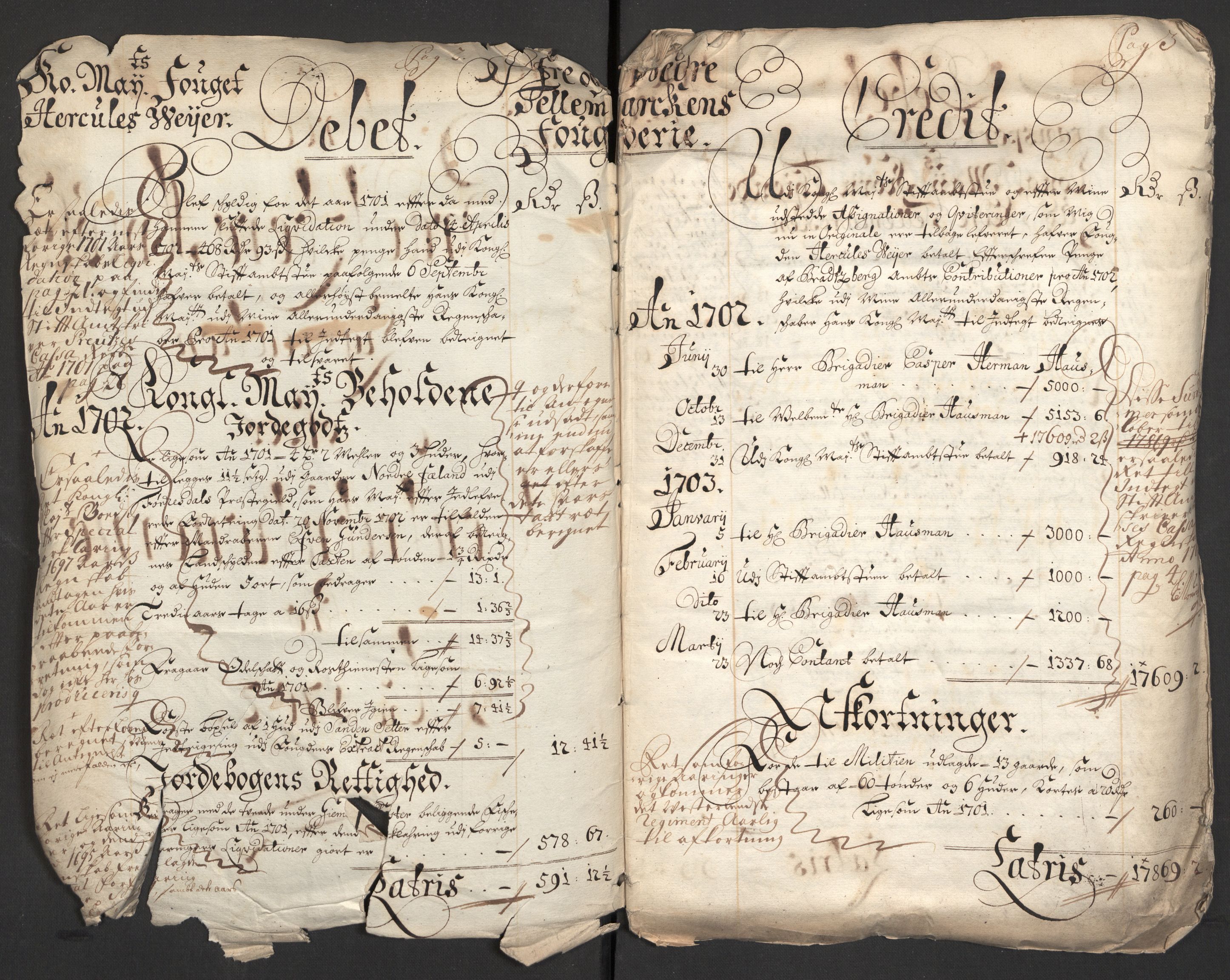 Rentekammeret inntil 1814, Reviderte regnskaper, Fogderegnskap, AV/RA-EA-4092/R36/L2106: Fogderegnskap Øvre og Nedre Telemark og Bamble, 1702, s. 4