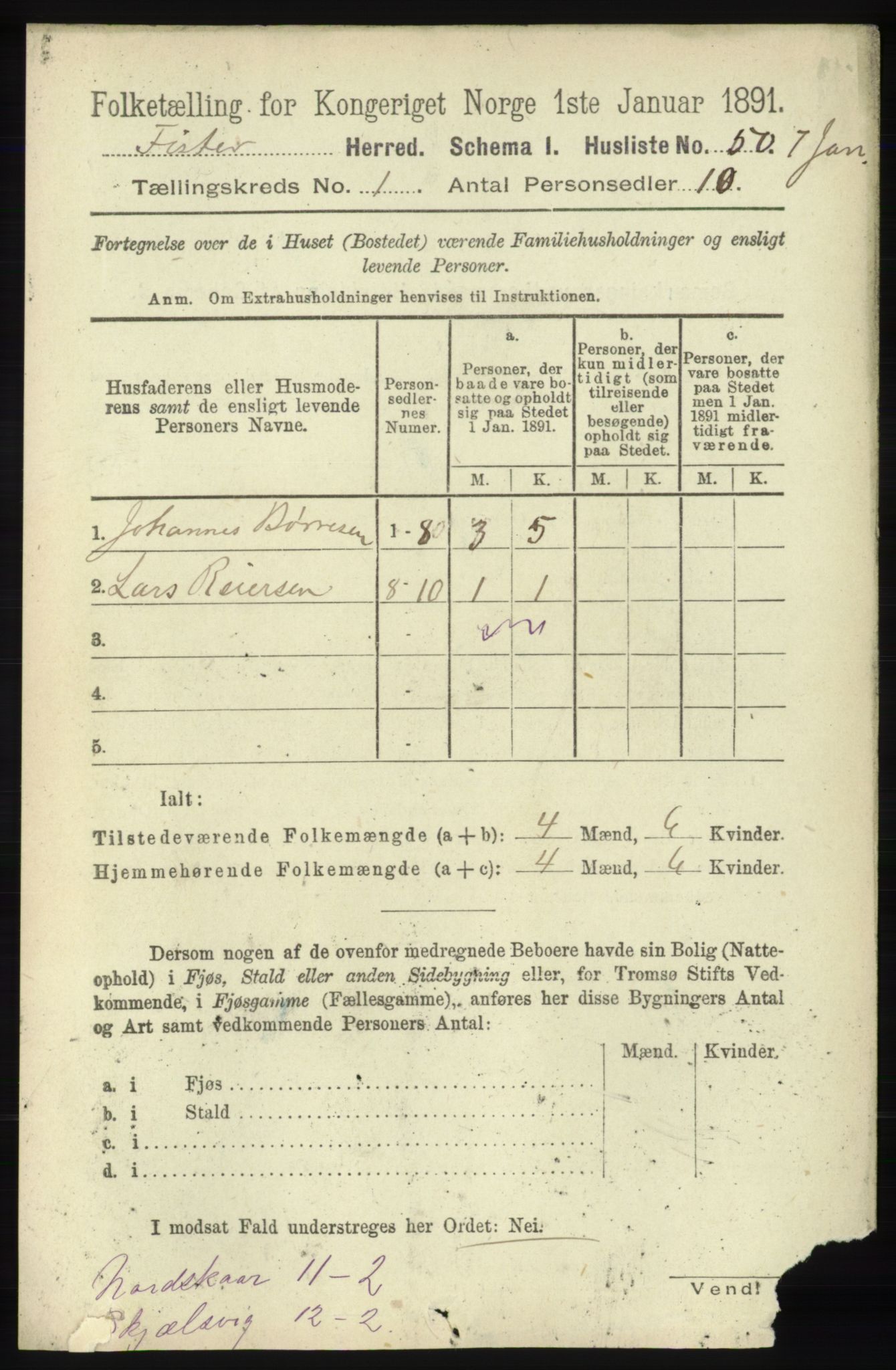 RA, Folketelling 1891 for 1132 Fister herred, 1891, s. 63