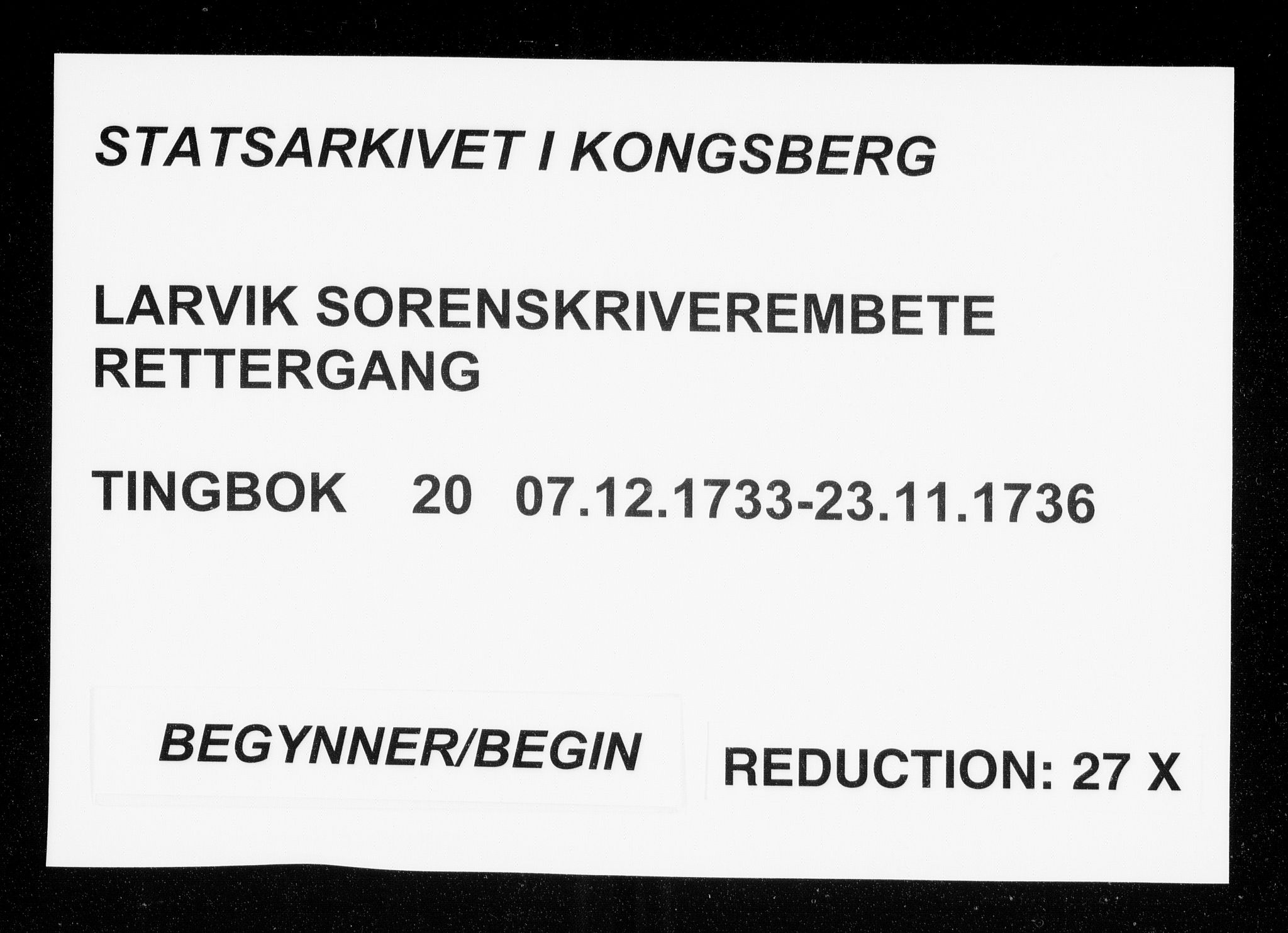 Larvik sorenskriveri, AV/SAKO-A-83/F/Fa/L0020: Tingbok, 1733-1736