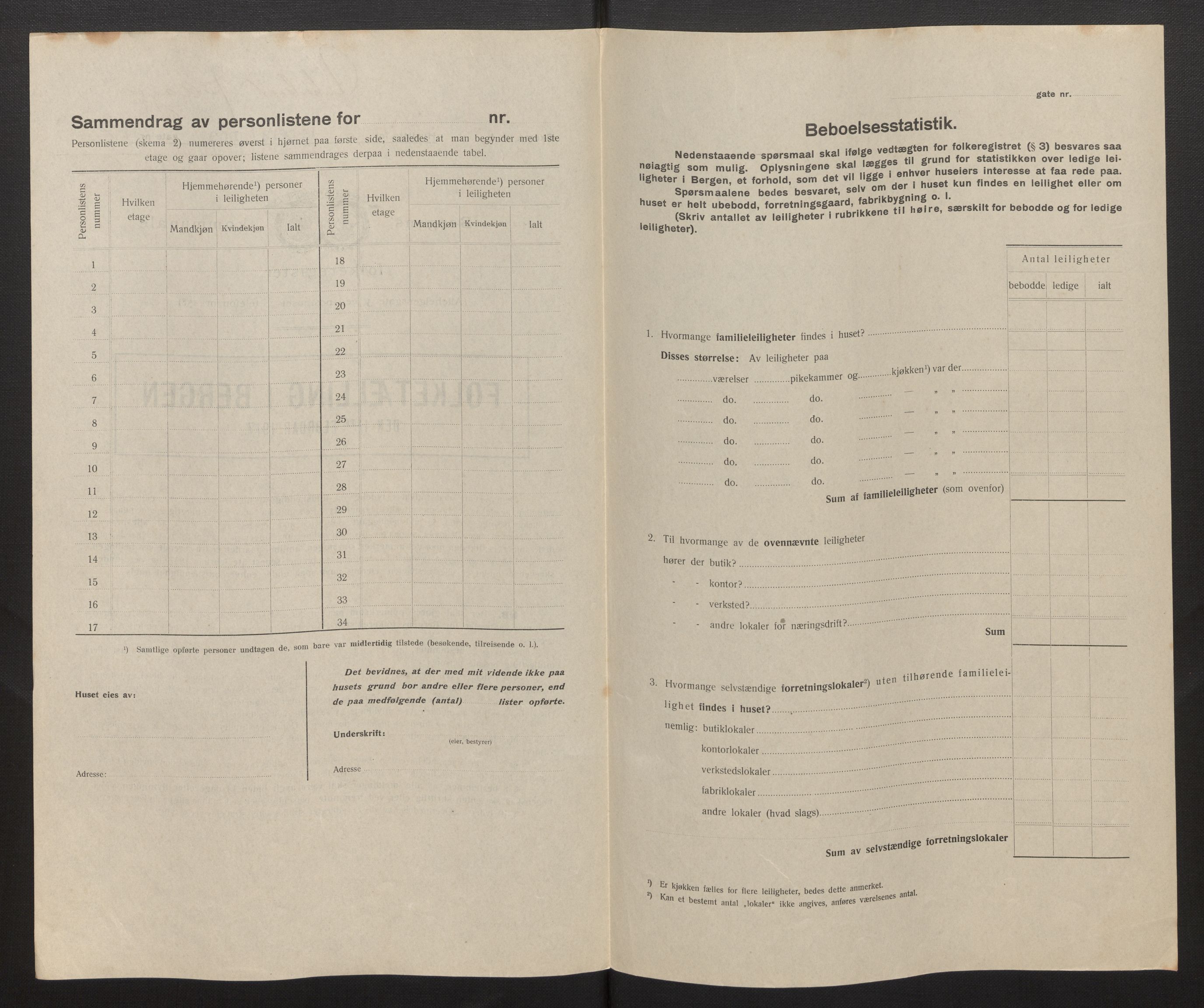 SAB, Kommunal folketelling 1917 for Bergen kjøpstad, 1917, s. 16337