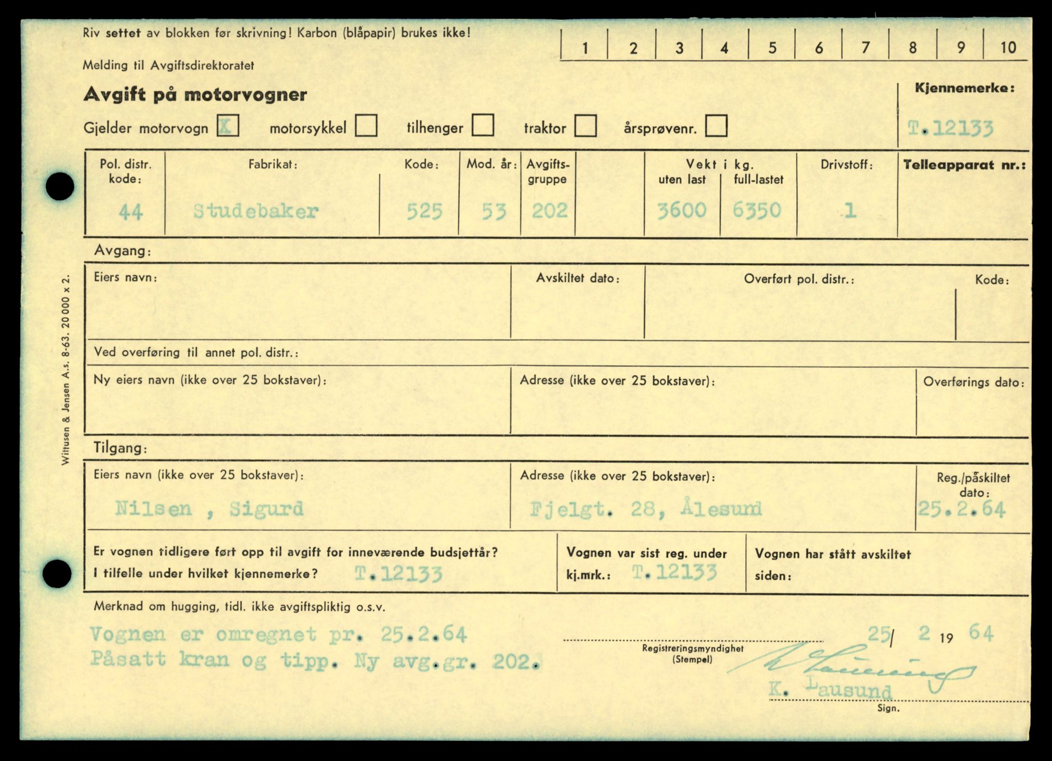 Møre og Romsdal vegkontor - Ålesund trafikkstasjon, AV/SAT-A-4099/F/Fe/L0032: Registreringskort for kjøretøy T 11997 - T 12149, 1927-1998, s. 3307