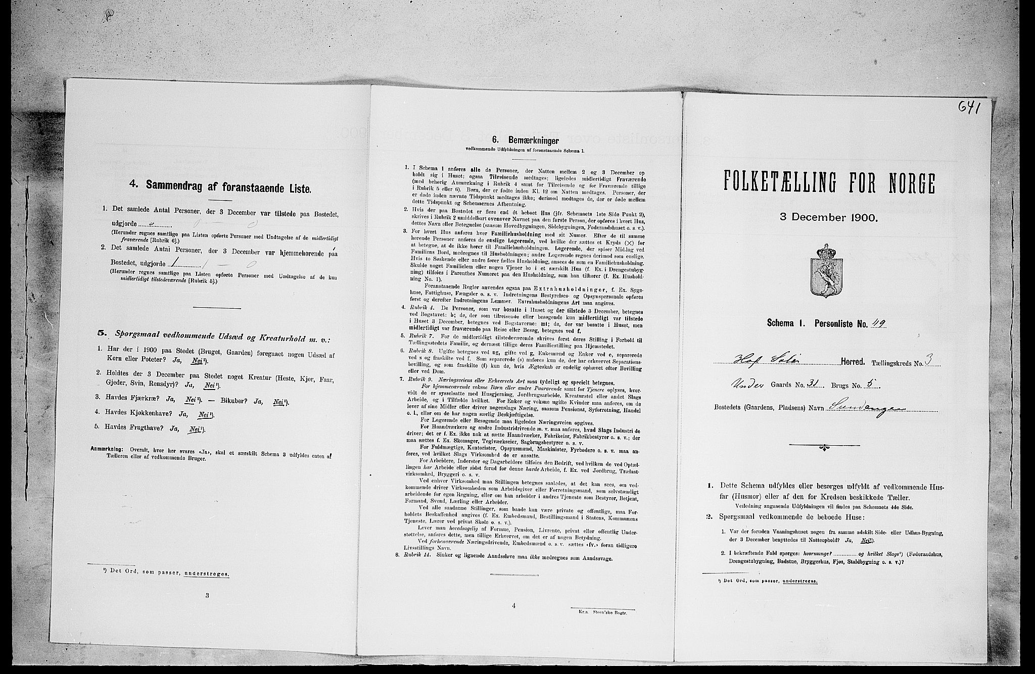 SAH, Folketelling 1900 for 0424 Hof herred, 1900, s. 580