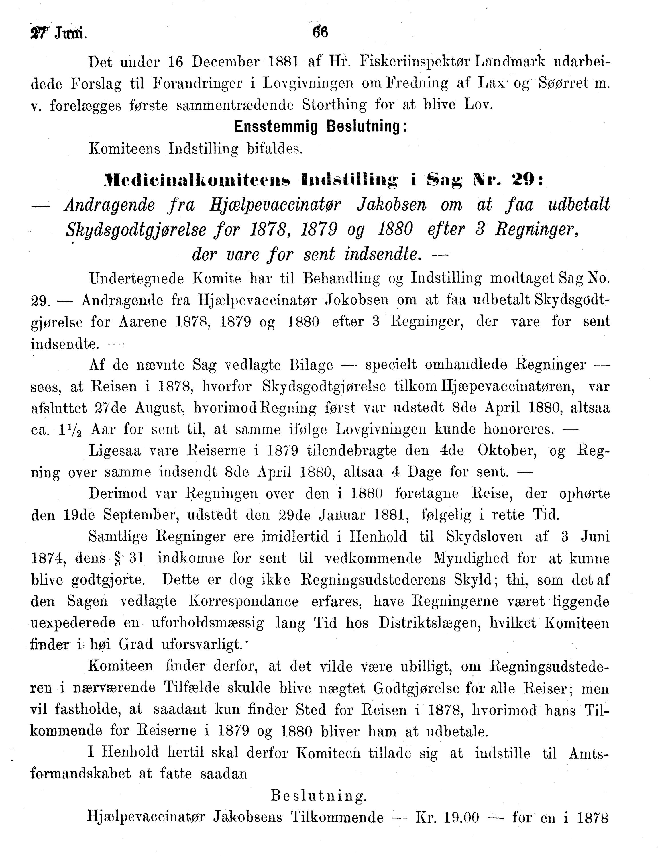 Nordland Fylkeskommune. Fylkestinget, AIN/NFK-17/176/A/Ac/L0014: Fylkestingsforhandlinger 1881-1885, 1881-1885