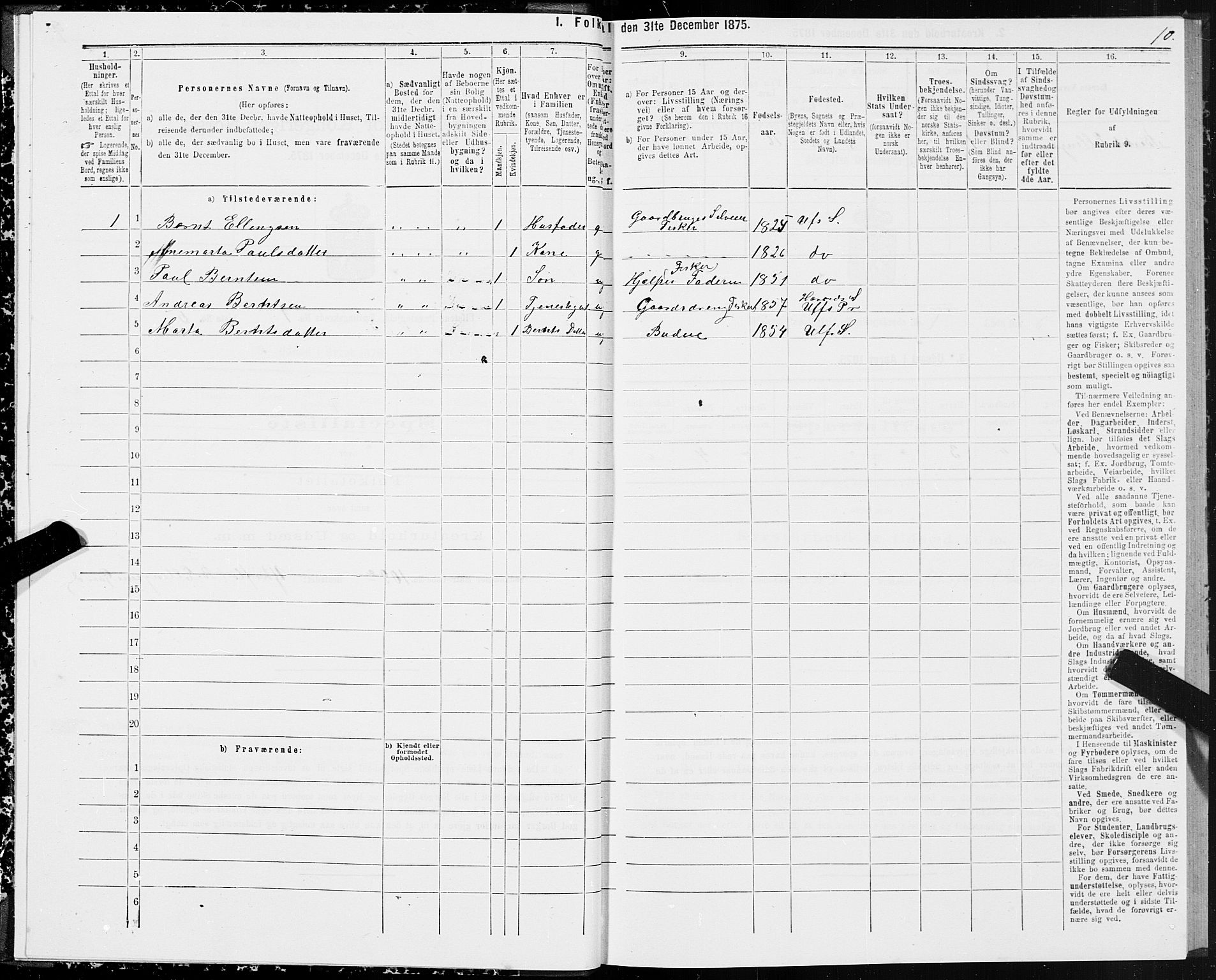 SAT, Folketelling 1875 for 1516P Ulstein prestegjeld, 1875, s. 1010