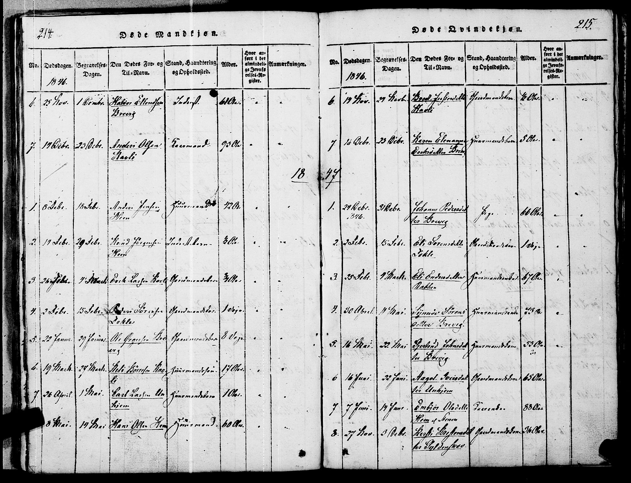 Ministerialprotokoller, klokkerbøker og fødselsregistre - Møre og Romsdal, AV/SAT-A-1454/545/L0585: Ministerialbok nr. 545A01, 1818-1853, s. 214-215