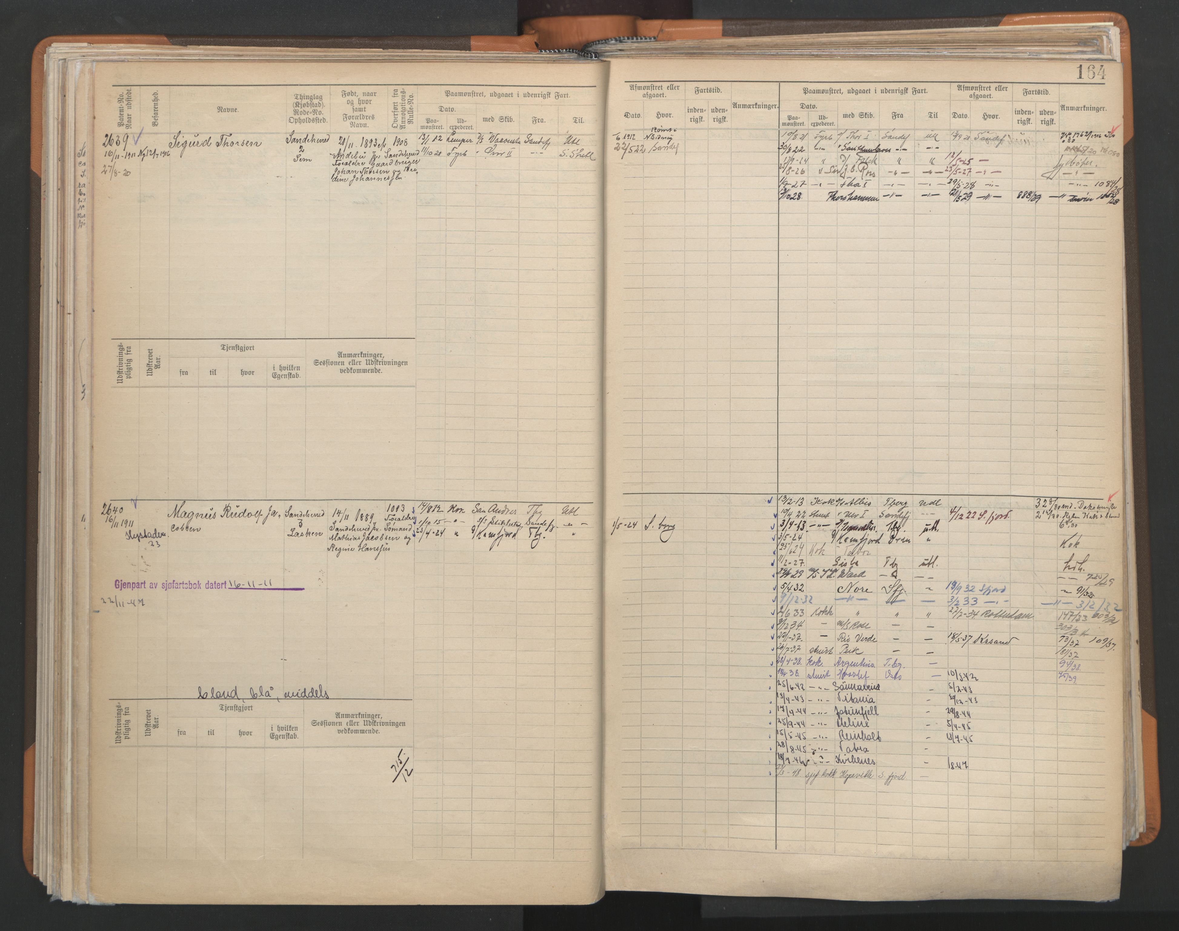 Sandefjord innrulleringskontor, AV/SAKO-A-788/F/Fb/L0009: Hovedrulle, 1897, s. 164