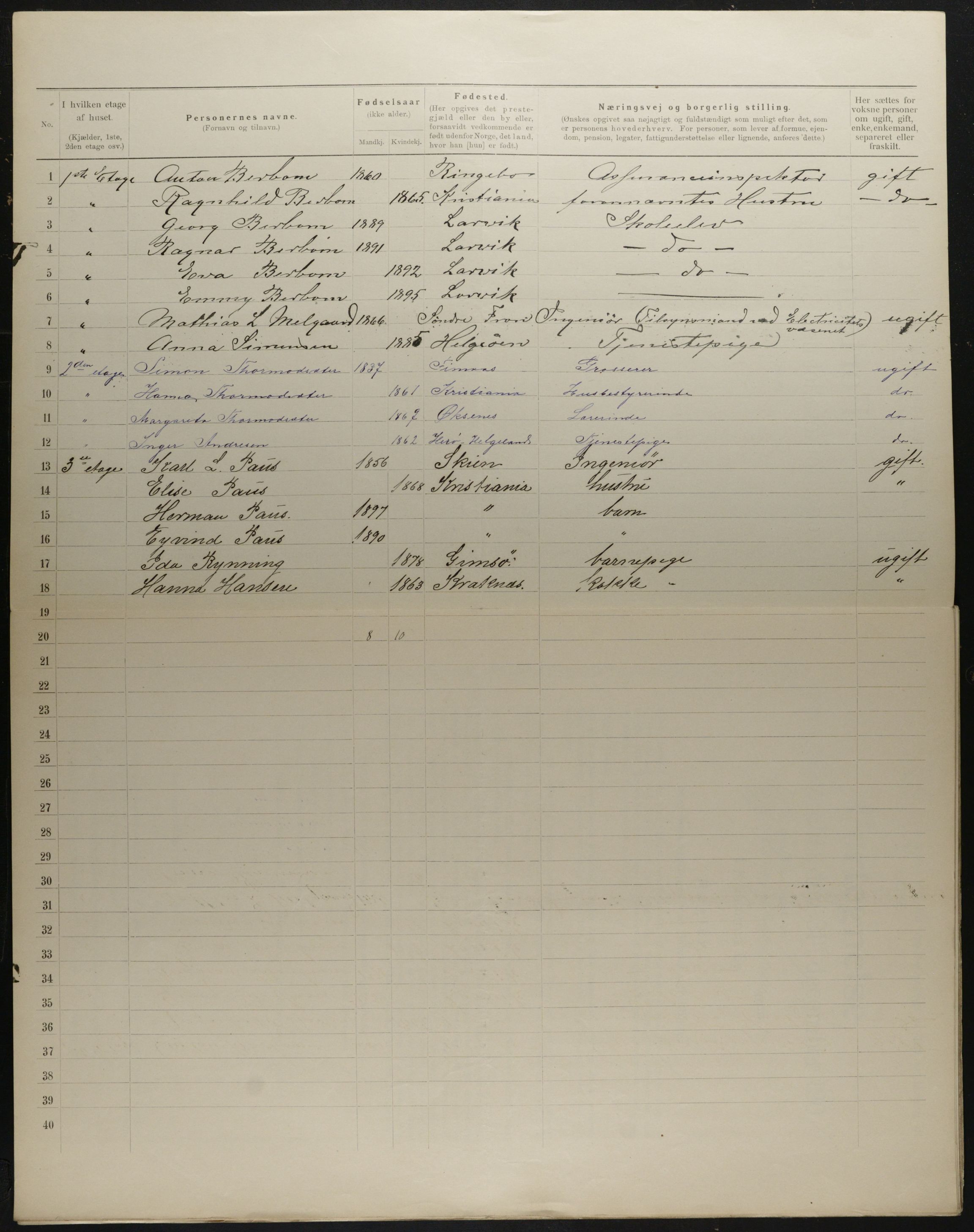 OBA, Kommunal folketelling 31.12.1901 for Kristiania kjøpstad, 1901, s. 4609