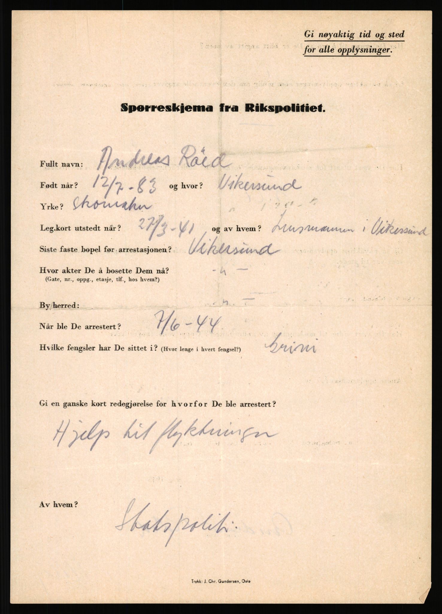 Rikspolitisjefen, AV/RA-S-1560/L/L0014: Pettersen, Aksel - Savosnick, Ernst, 1940-1945, s. 895