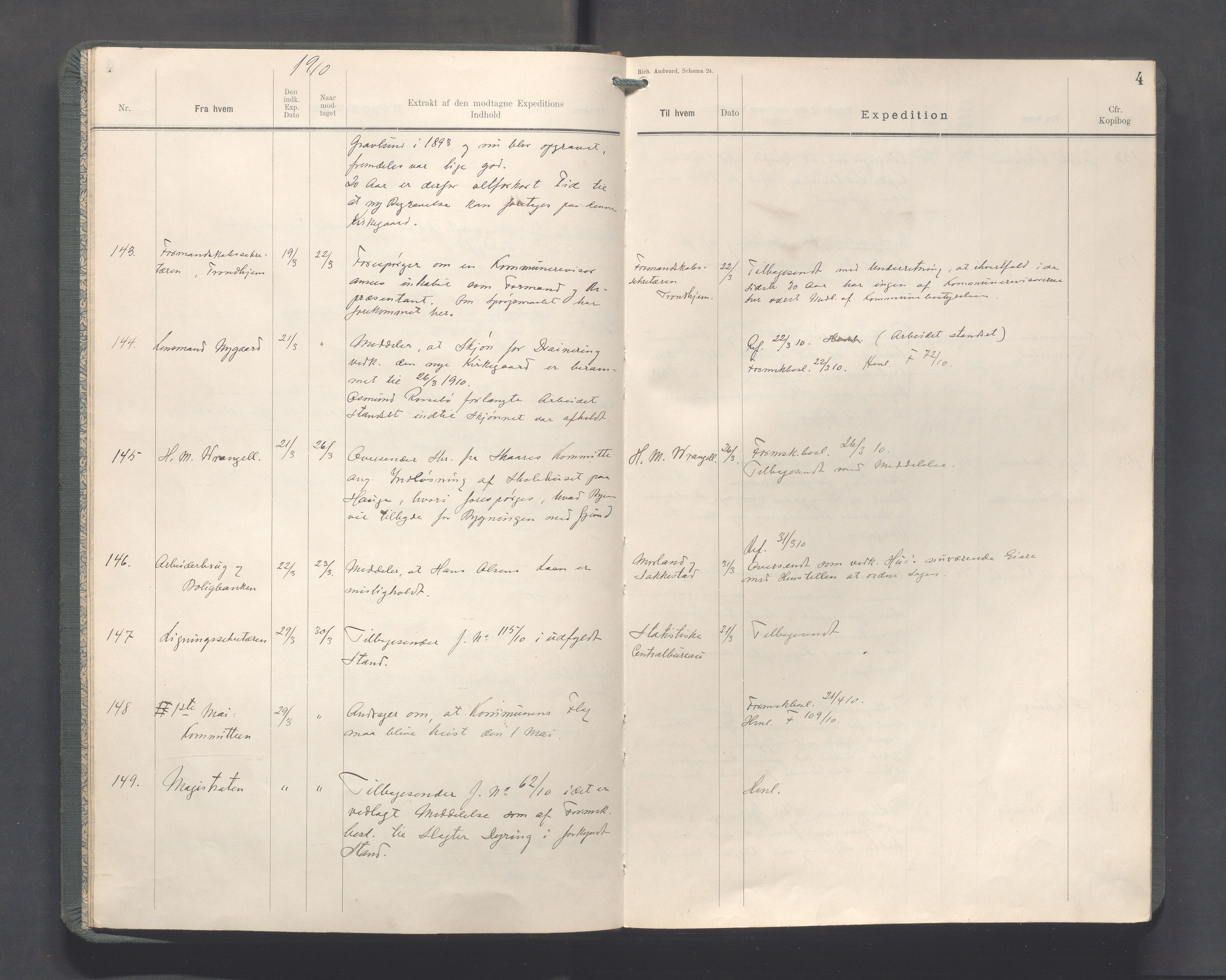 Haugesund kommune - Formannskapet, IKAR/X-0001/C/L0004: Journal, 1910-1912, s. 4