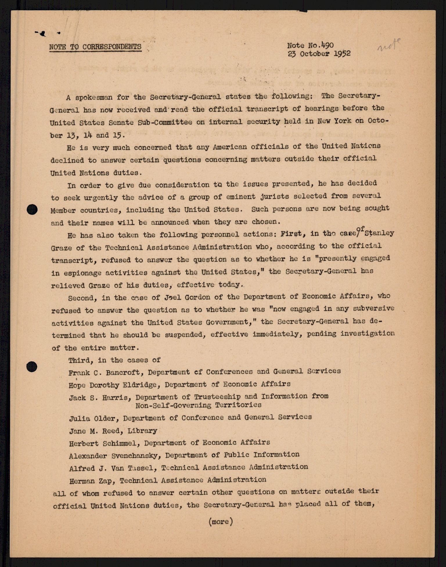 Lie, Trygve, AV/RA-PA-1407/D/L0014: Generalsekretærens papirer., 1947-1953, s. 22