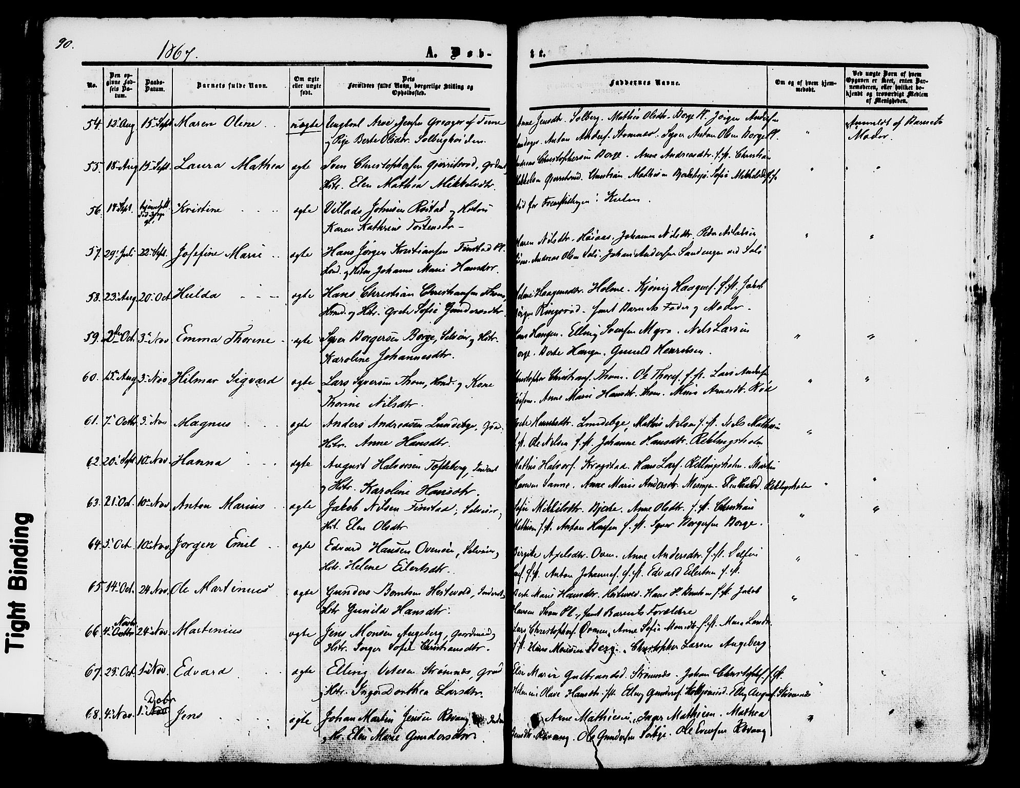 Råde prestekontor kirkebøker, AV/SAO-A-2009/F/Fa/L0006: Ministerialbok nr. 6, 1854-1877, s. 90