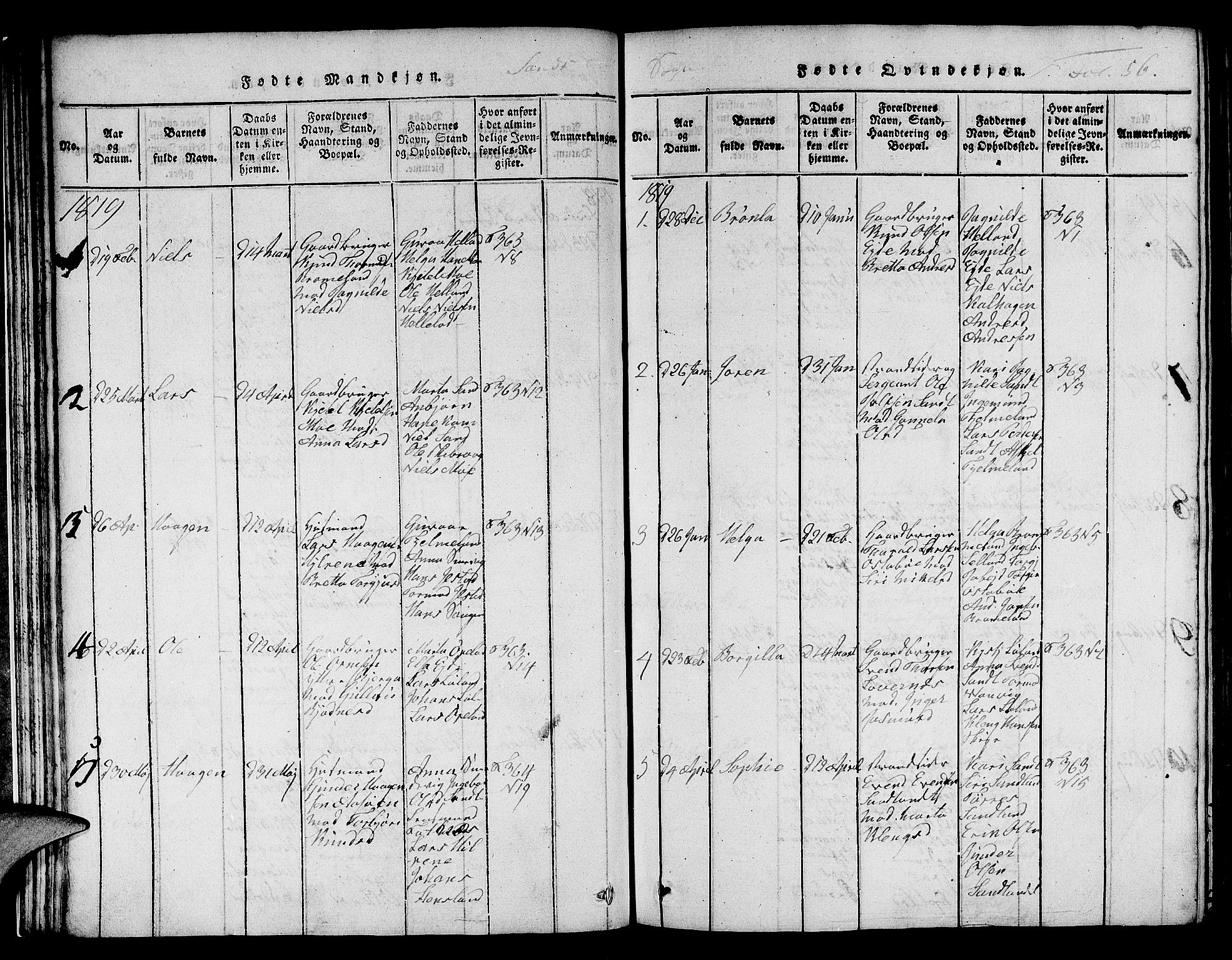 Jelsa sokneprestkontor, AV/SAST-A-101842/01/V: Klokkerbok nr. B 1 /2, 1816-1828, s. 56