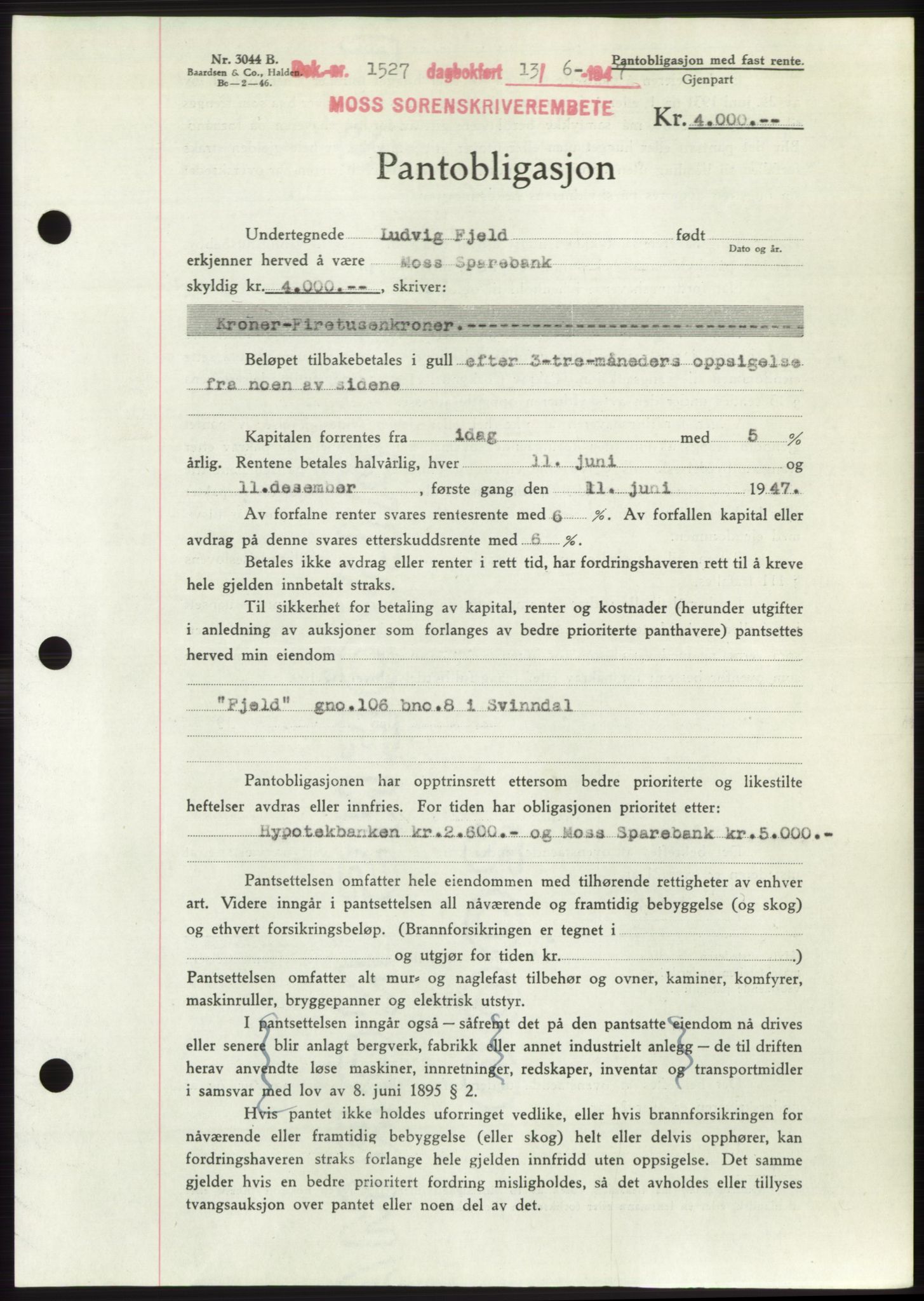 Moss sorenskriveri, SAO/A-10168: Pantebok nr. B17, 1947-1947, Dagboknr: 1527/1947