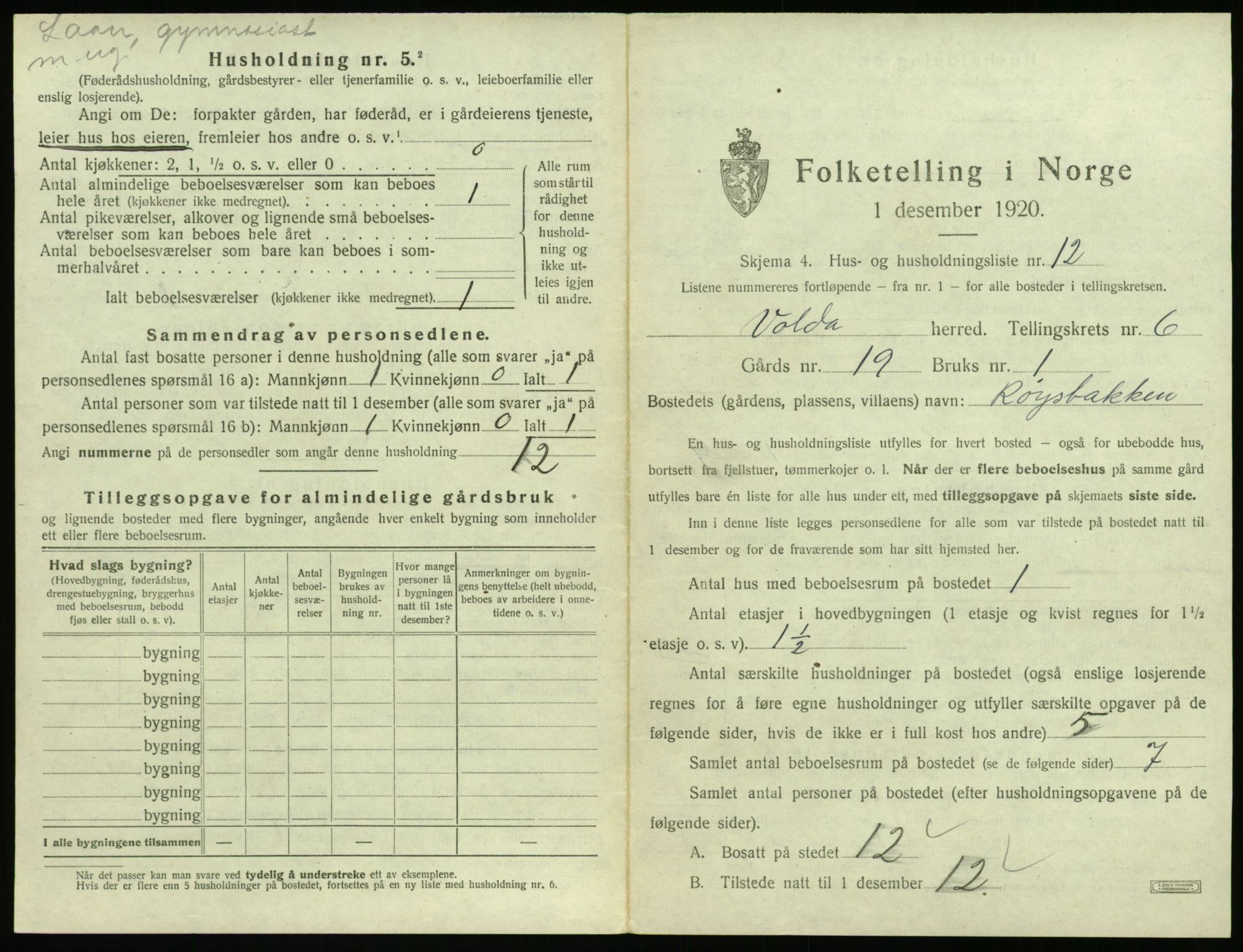 SAT, Folketelling 1920 for 1519 Volda herred, 1920, s. 546