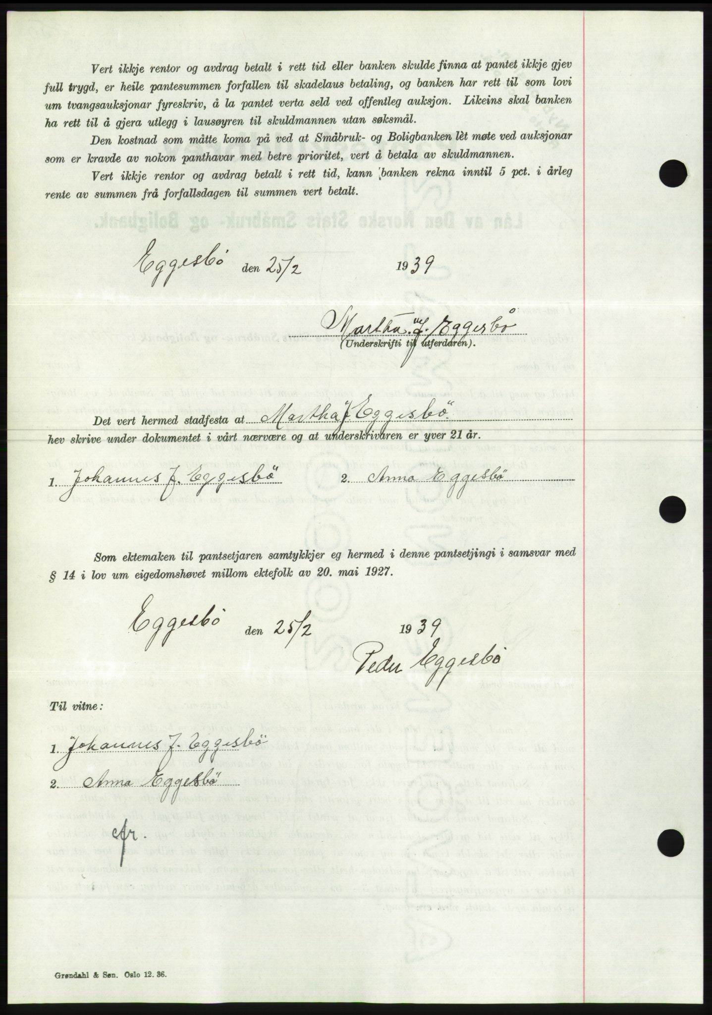 Søre Sunnmøre sorenskriveri, AV/SAT-A-4122/1/2/2C/L0067: Pantebok nr. 61, 1938-1939, Dagboknr: 315/1939