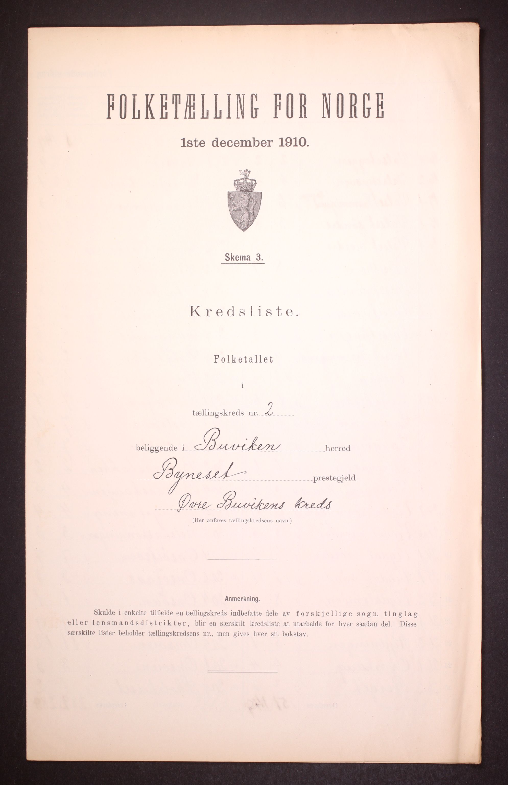 RA, Folketelling 1910 for 1656 Buvik herred, 1910, s. 6