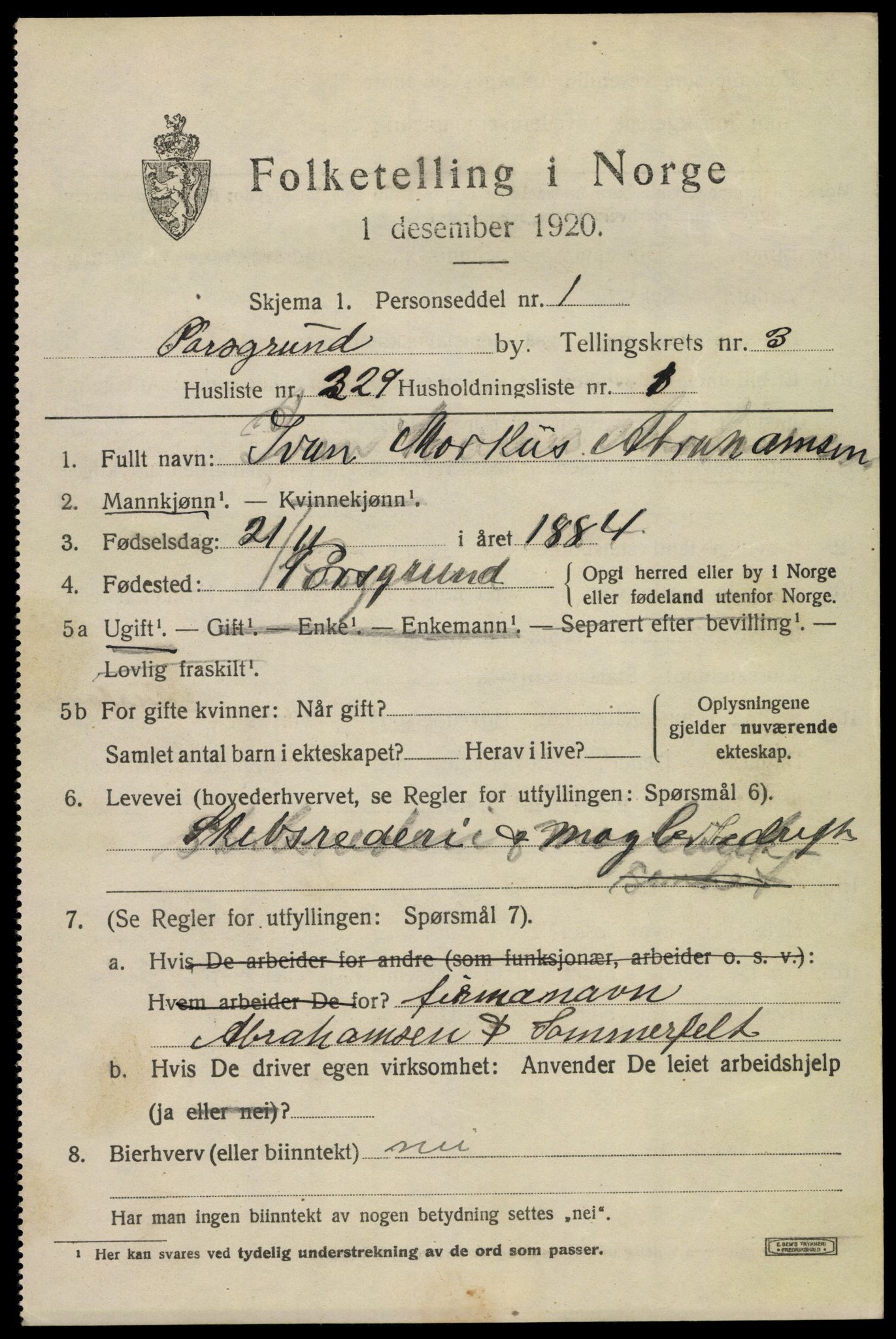 SAKO, Folketelling 1920 for 0805 Porsgrunn kjøpstad, 1920, s. 17317