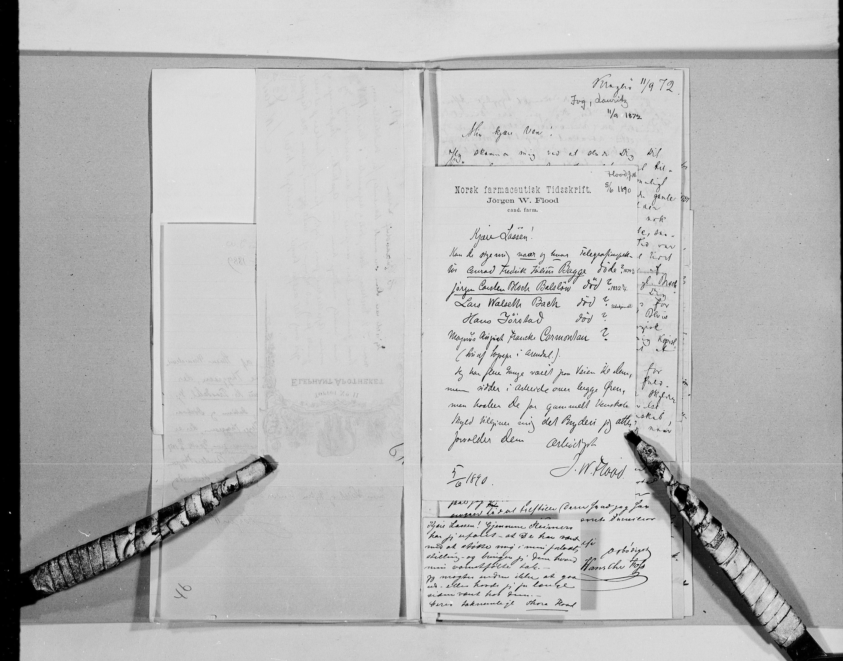 Lassens samlinger, AV/RA-PA-0051/G/L0097: Alfabetisk ordnede brev til Wilhelm Lassen: Fabritius - Grønvold, 1815-1907, s. 61
