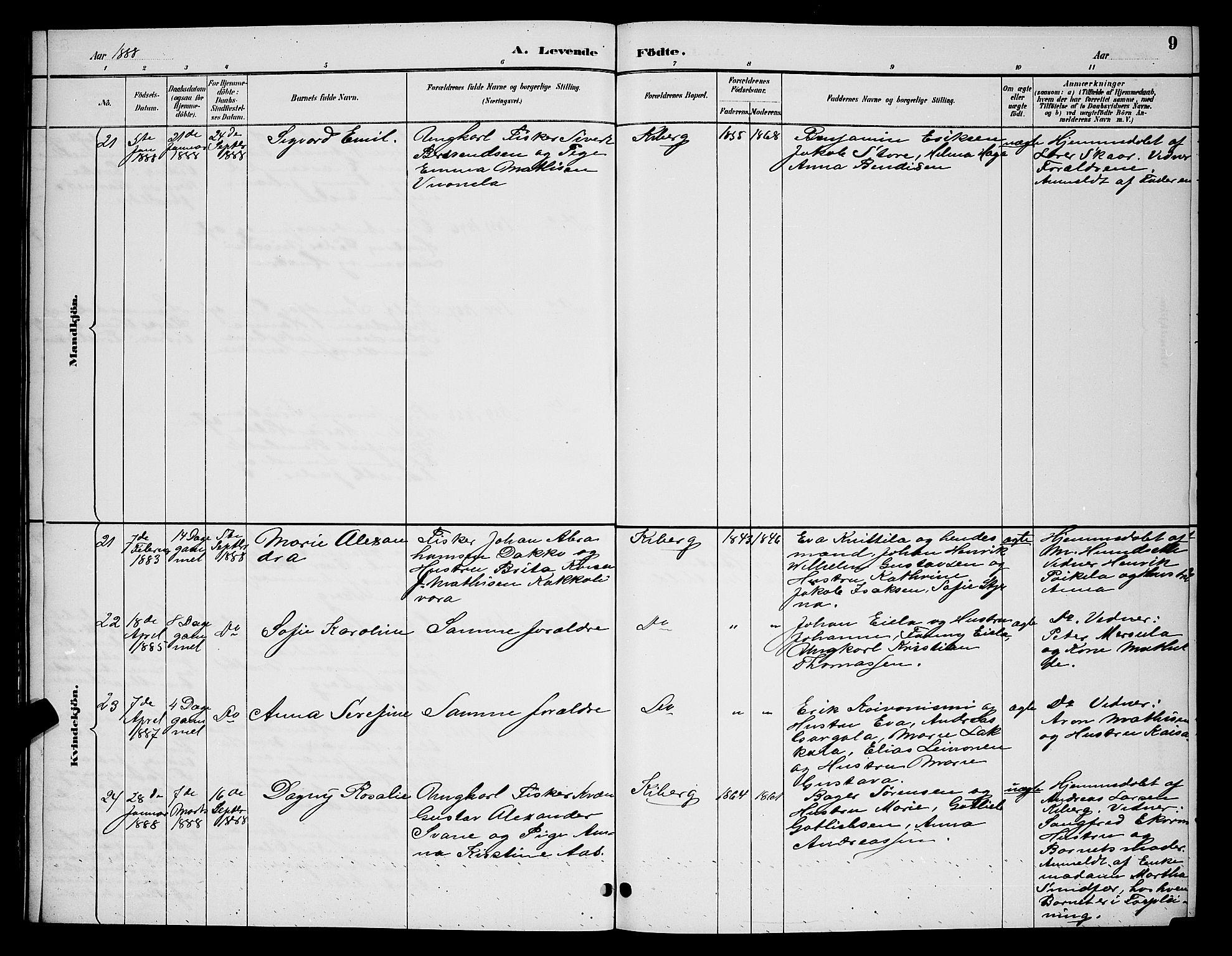 Vardø sokneprestkontor, AV/SATØ-S-1332/H/Hb/L0007klokker: Klokkerbok nr. 7, 1887-1892, s. 9