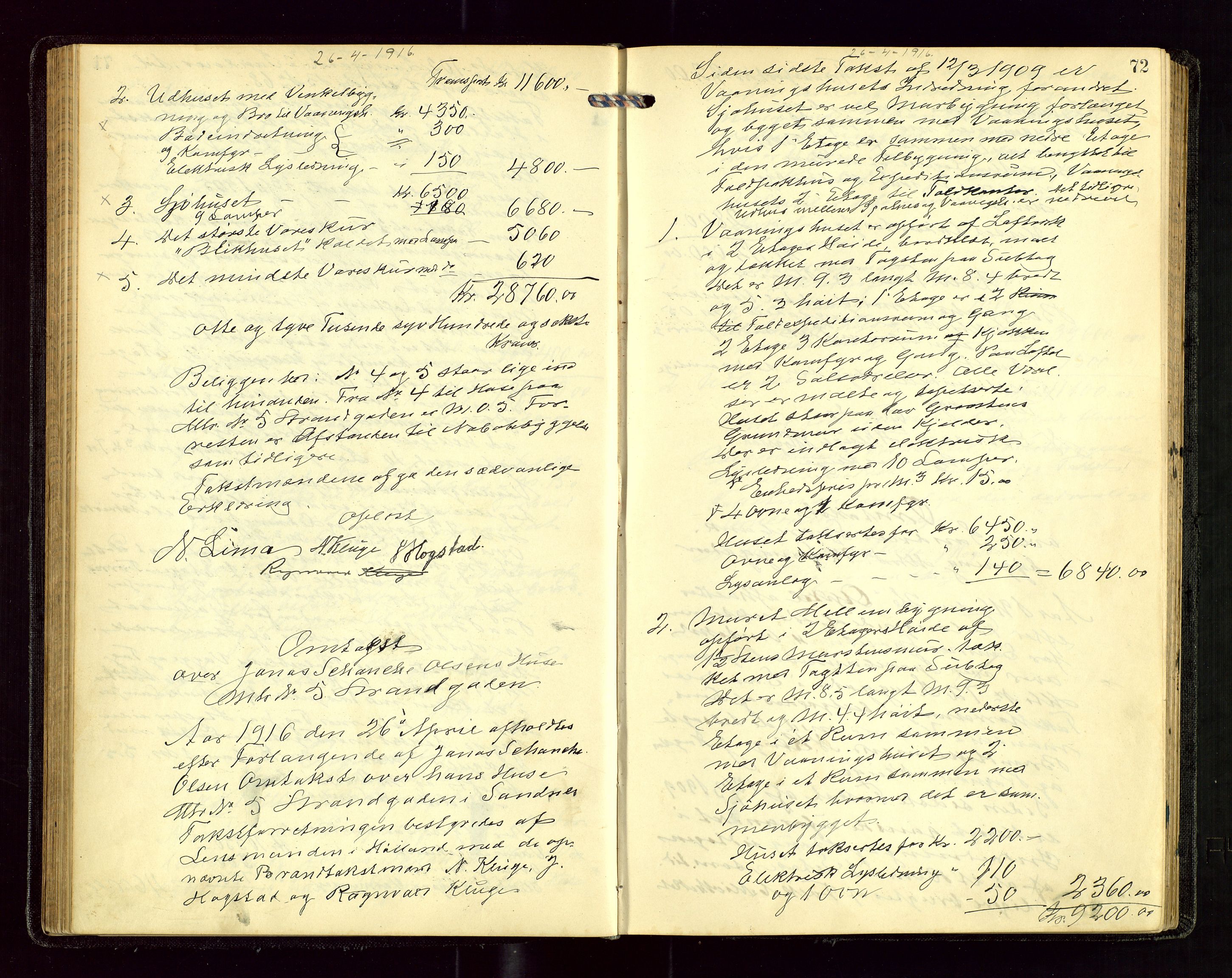 Sandnes lensmannskontor, AV/SAST-A-100167/Goa/L0001: "Brandtakstprotokol", 1913-1919, s. 71b-72a